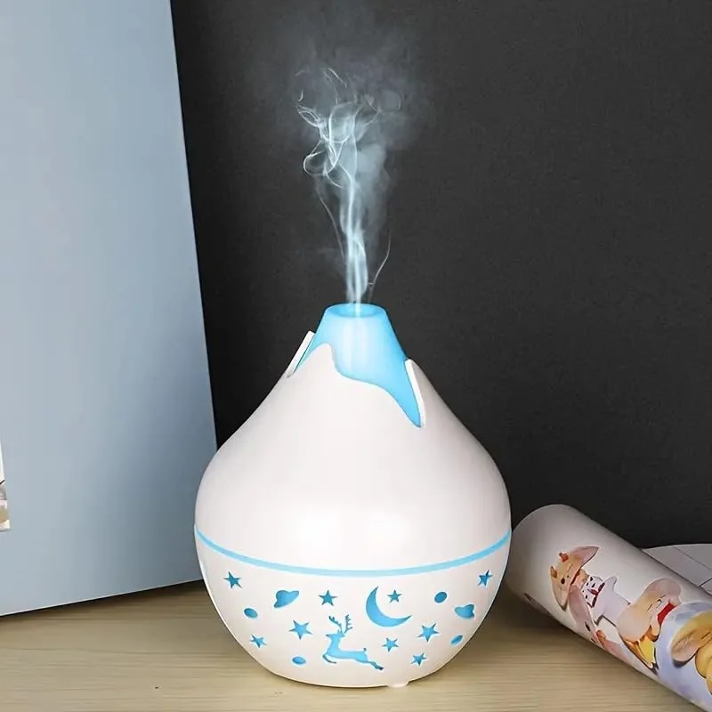 Mobigon Wood Cool Mist Ultrasonic Humidifier for Room Moisture, Aroma Diffuser for Home, 200ml Essential Oil Diffuser with 7 Colorful Night Light, Auto Shut-Off, Home, Office, car - A.White