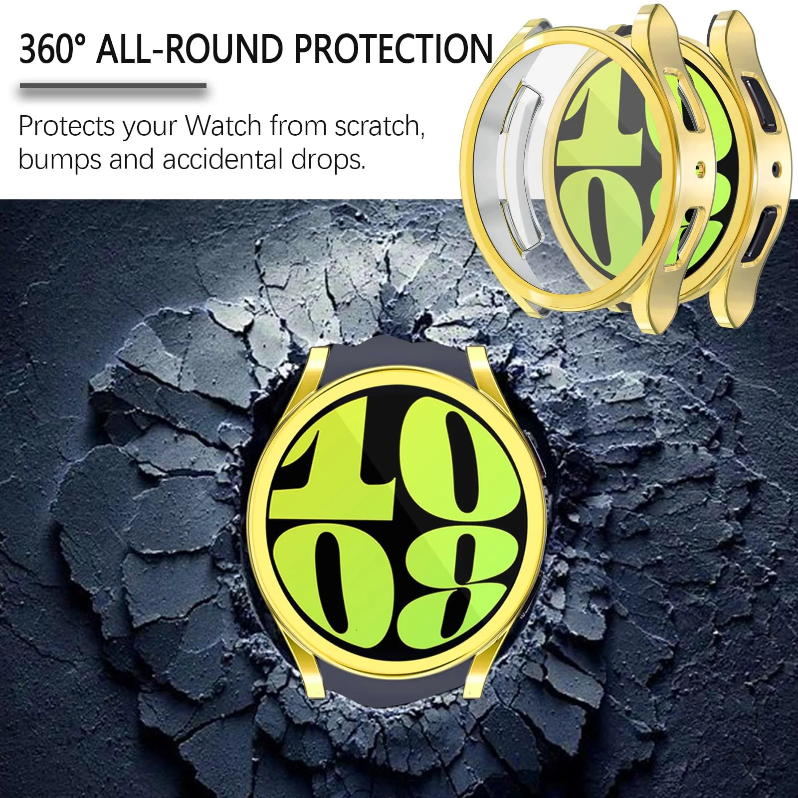 DL3 Mobilak Case Compatible with Samsung Galaxy Watch 4 40mm 2021 & Watch 5 40mm 2022 Case All-Around Screen Protector Watch Soft TPU Shockproof Cover Slim Guard Thin Bumper Shel Protector - Gold