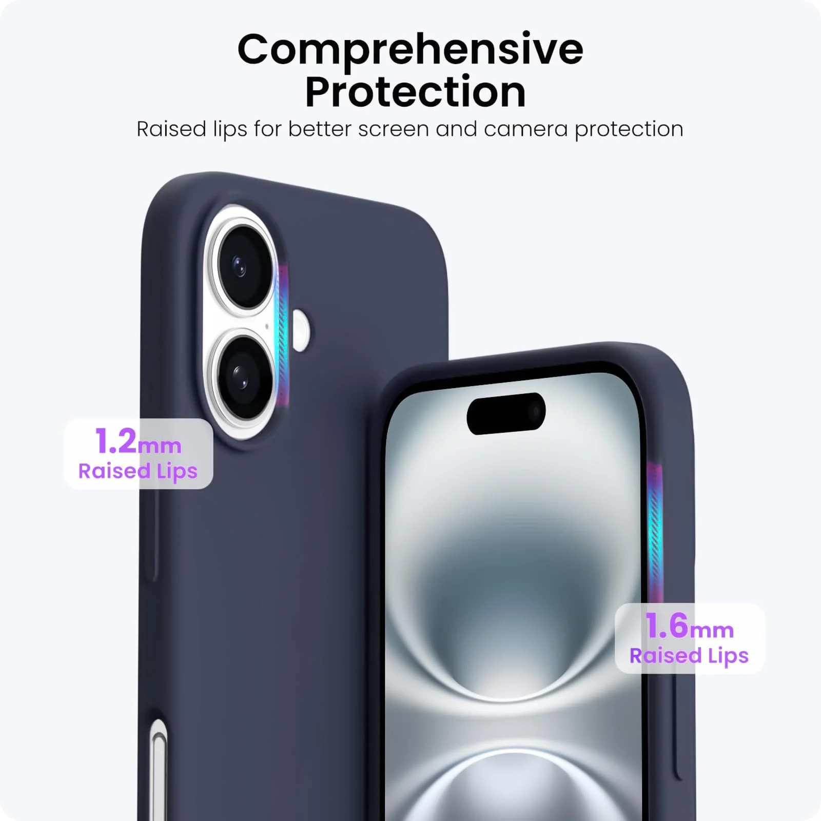 DL3 Mobilak Liquid Silicone Protective Case with Soft Microfiber Lining for iPhone 16 - Midnight Blue