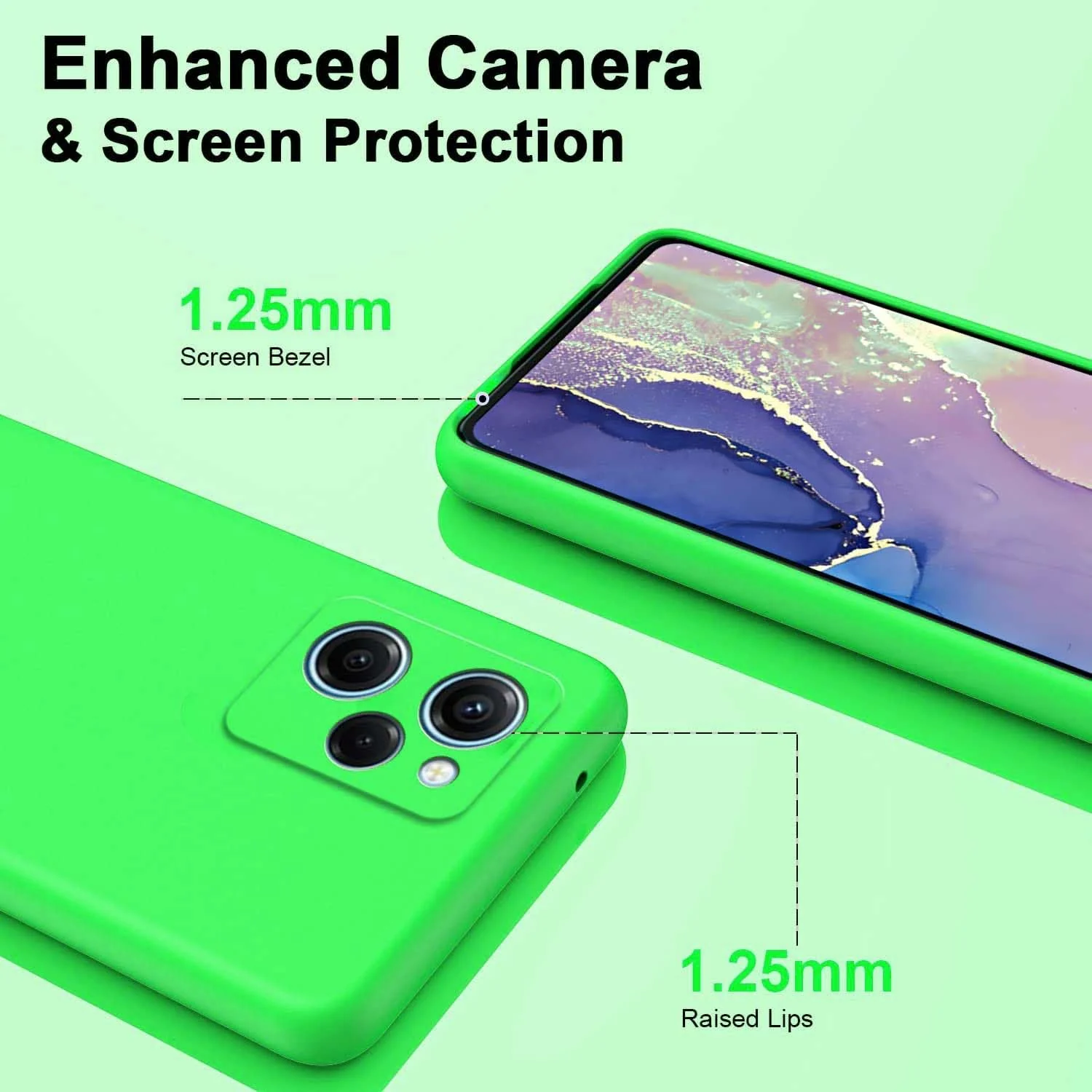 DL3 Mobilak Silicone Protective Case for POCO X5 Pro 5G, Shock-absorbing protection, Scratch-resistant surface, Soft microfiber lining - Neon Green