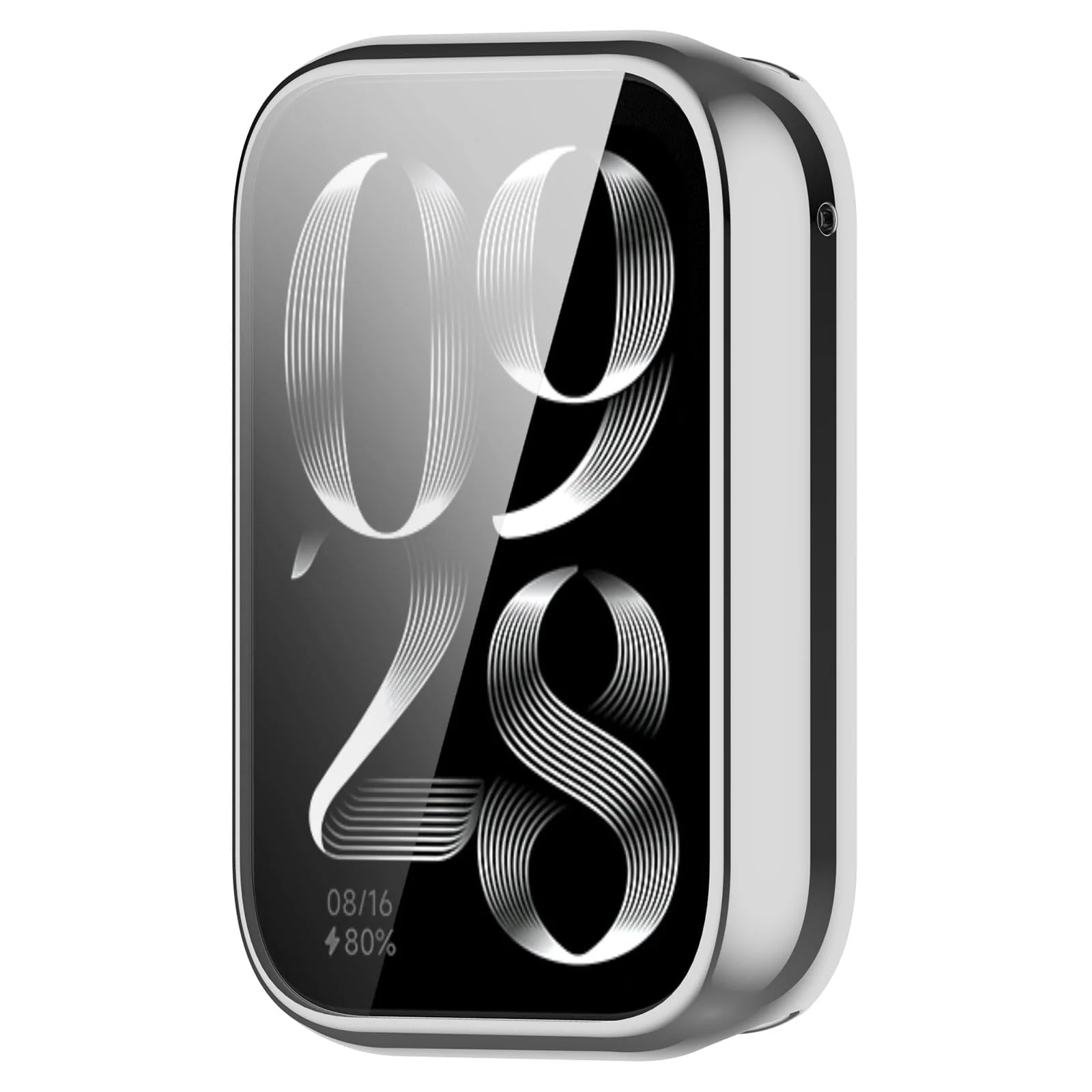 DL3 Mobilak Protective Case compatible with Xiaomi Smart Band 8 Pro/Mi Band 8 Pro, All-around Flexible TPU Case with Built-in Screen Protector, Soft Frame & Shockproof Cover - Silver