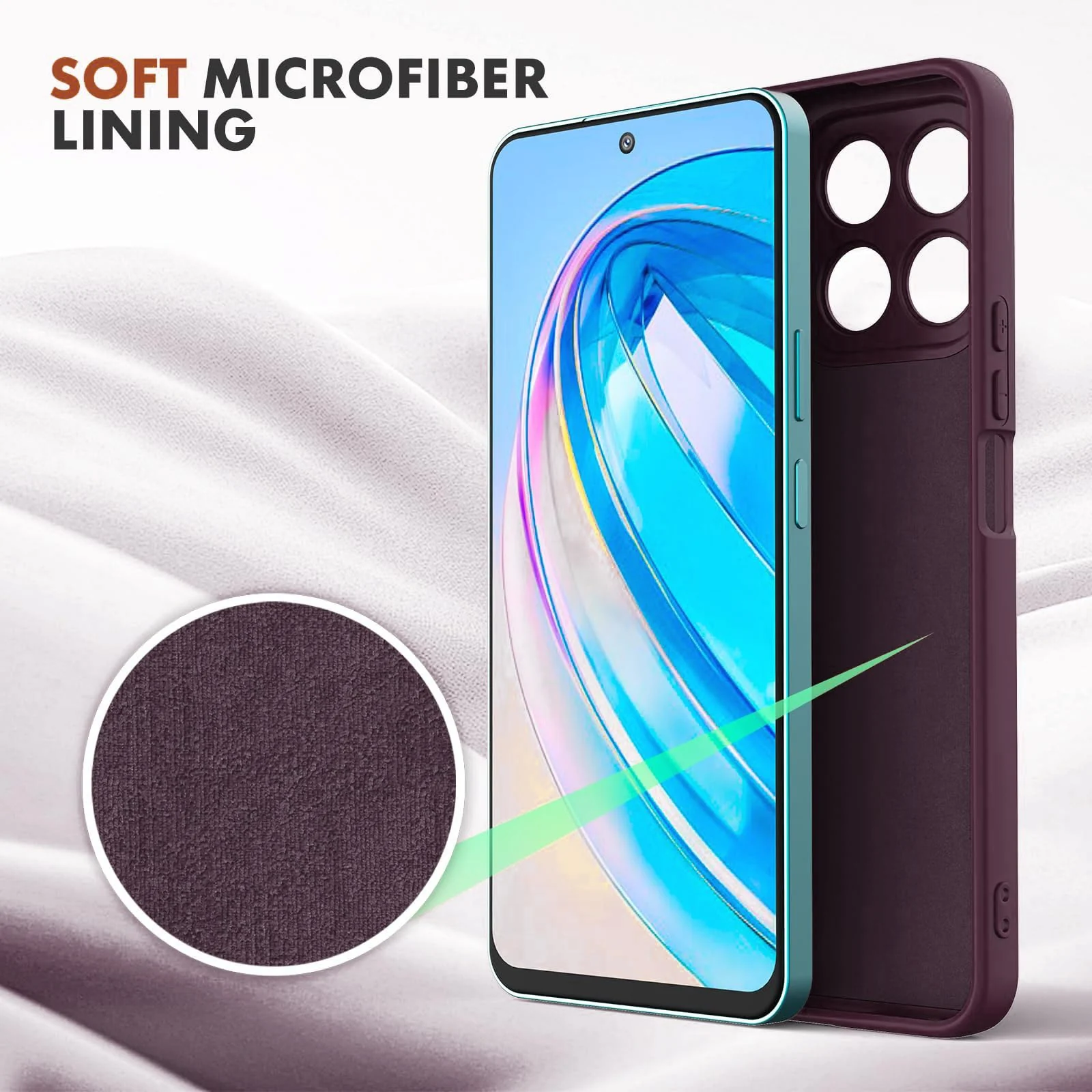 DL3 Mobilak Liquid Silicone Protective Case with Soft Microfiber Lining with Full Camera Protection for Honor X8A - Wine Red