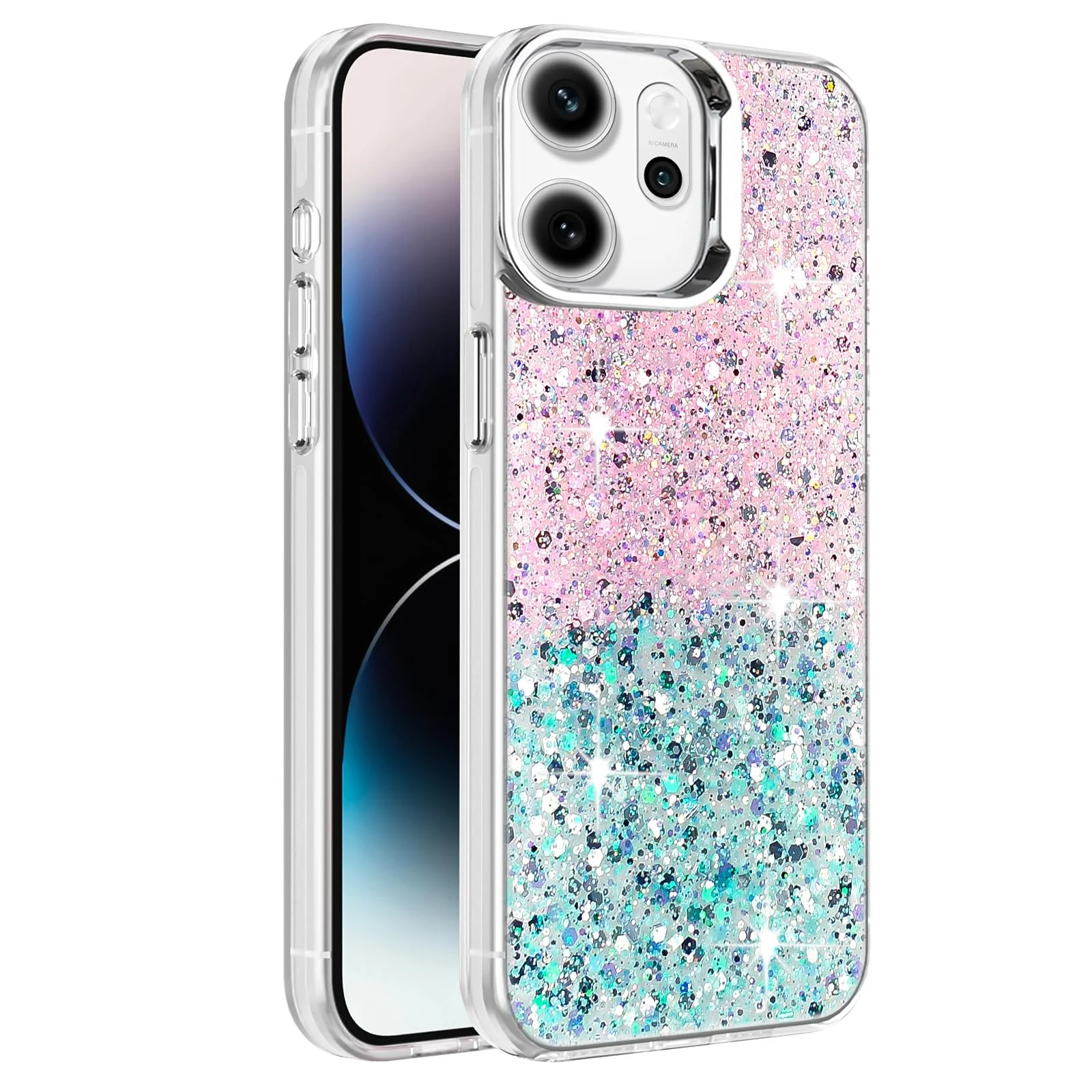 OPPO Reno 14F / OPPO Reno14 FS — DL3 Mobilak Glitter Protective Case for OPPO Reno 14F / OPPO Reno14 FS, Supports wireless charging, Camera protection, Shock-absorbing protection