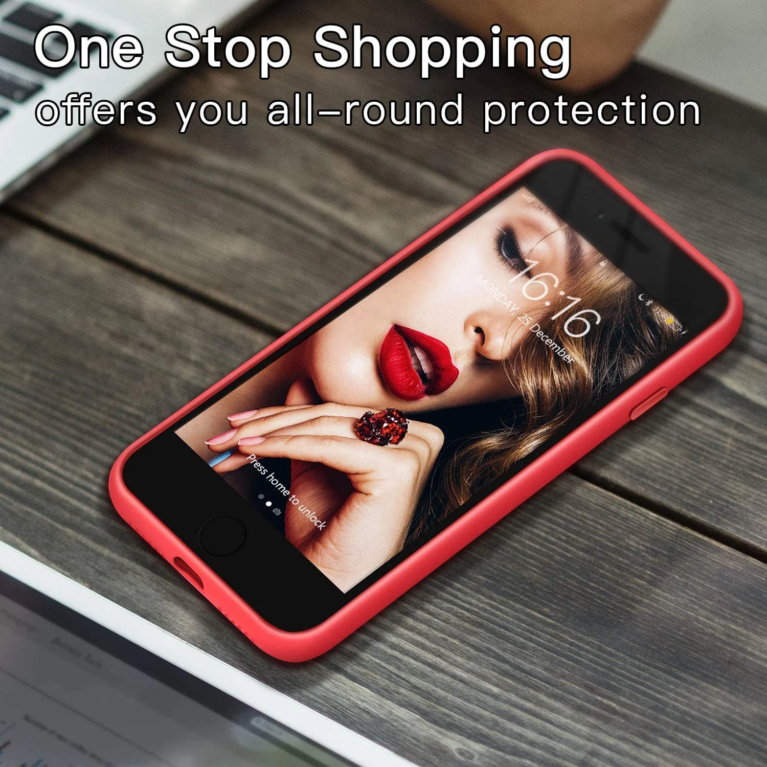 DL3 Mobilak Compatible with iPhone 7/8, iPhone SE 2022, SE 2020, Case, Liquid Silicone Case, Full Body Protective Cover, Shockproof, Slim Phone Case, Anti-Scratch Soft Microfiber - A. Red