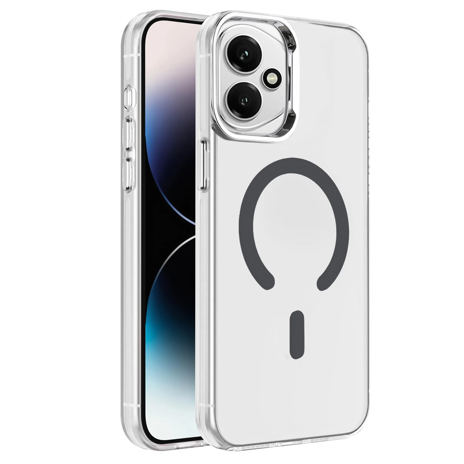 DL3 Mobilak Case for Honor 400 5G Crystal Clear [Not Compatible with MagSafe] Soft TPU Gel Case Flexible Silicone Anti-Scratch Transparent TPU Cover - Gray