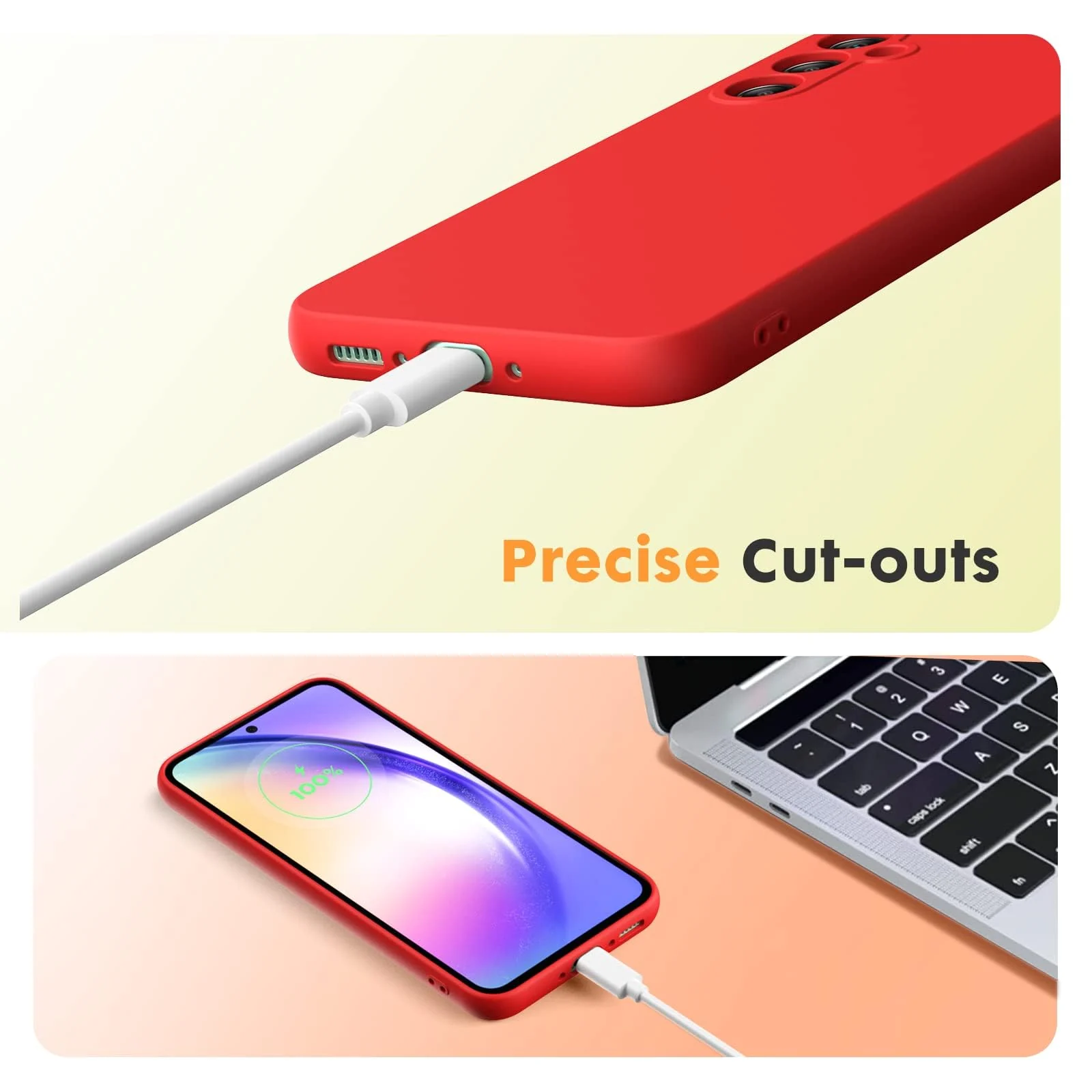 DL3 Mobilak Silicone Protective Case for Samsung Galaxy A14 5G, Shock-absorbing protection, Scratch-resistant surface, Soft microfiber lining - Red