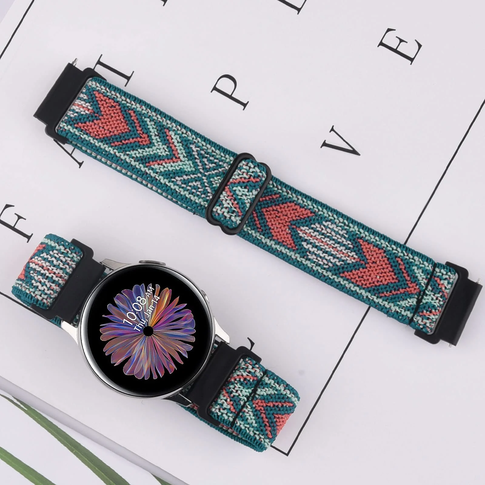 DL3 Mobilak Strap Nylon Loop 22MM Band For Xiaomi Redmi Watch 5 Active/5 Lite/Samsung Galaxy Watch 3 45mm/Watch 46mm/Gear S3/For Huawei watch GT5 GT4 GT3 GT2 GT 46MM/GT2E/GT2 Pro/GT 3 Pro/GT5 Pro - Green Arrow