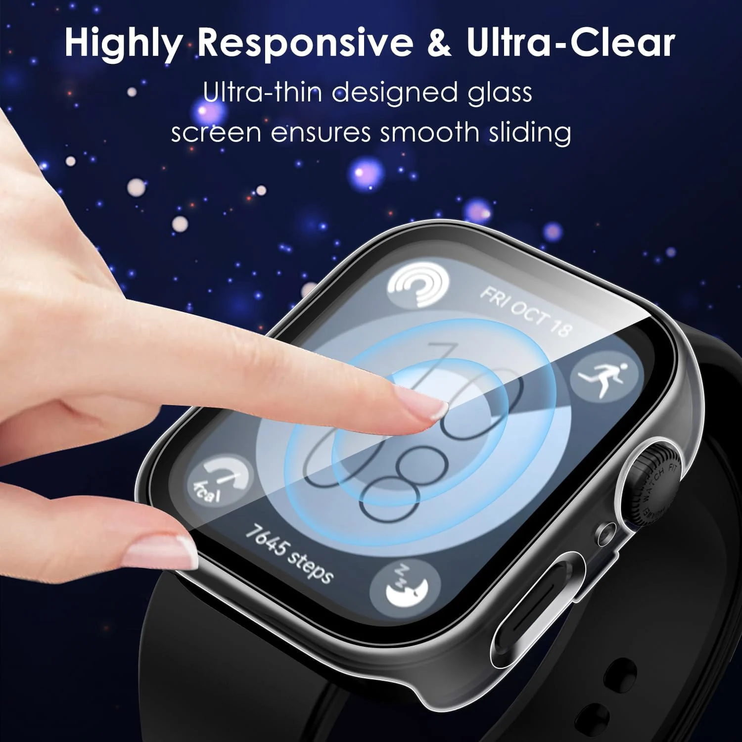 DL3 Mobilak Case Compatible with Huawei Watch Fit 3, Full Coverage Slim Hard Case Protective Bumper Built-in Tempered Glass Screen Protector Shell for Huawei Watch Fit 3 - Clear