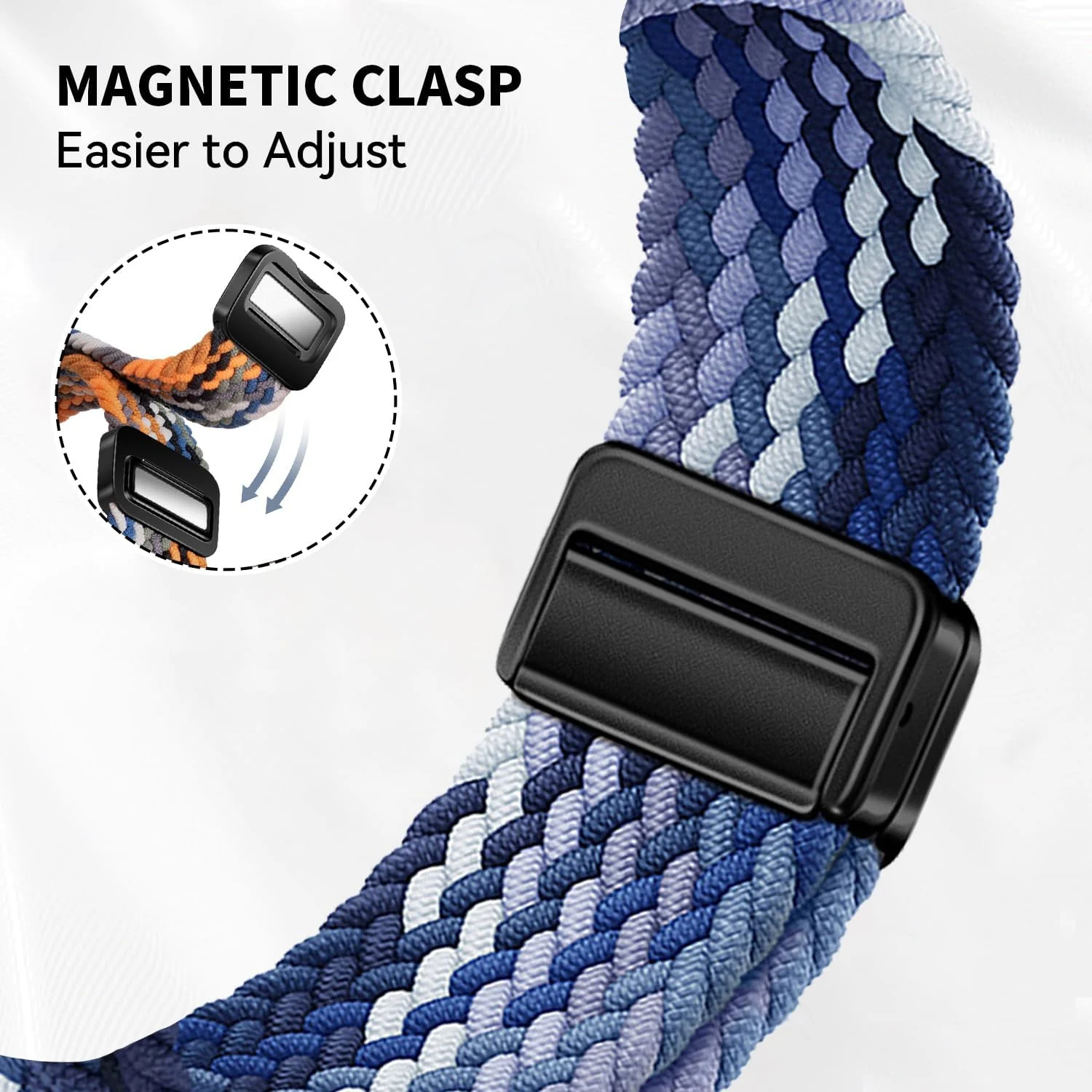 DL3 Mobilak 22mm Magnetic Band for Redmi Watch 5 Active/5 Lite/Samsung Galaxy Watch 3 45mm/Watch 46mm/Gear S3/Huawei watch GT6 GT5 46MM/GT2E/GT6 Pro/GT 5 Pro/Amazfit GTR 4/3, Stretchy Braided Nylon Sport Strap - Gradient Blue