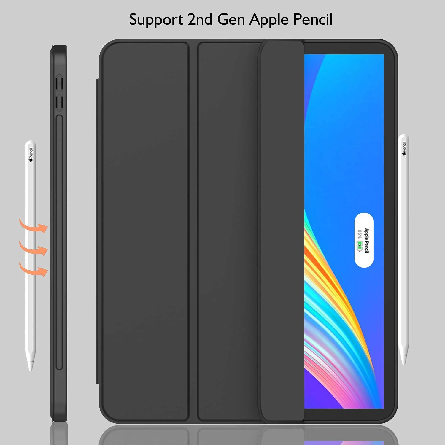 DL3 Mobilak iPad Pro 11 Inch Case 2022(4th Gen)/2021(3rd Gen)/2020(2nd Gen) with Pencil Holder, Smart iPad Case [Support Touch ID and Auto Wake/Sleep] with Auto 2nd Gen Pencil Charging - Black