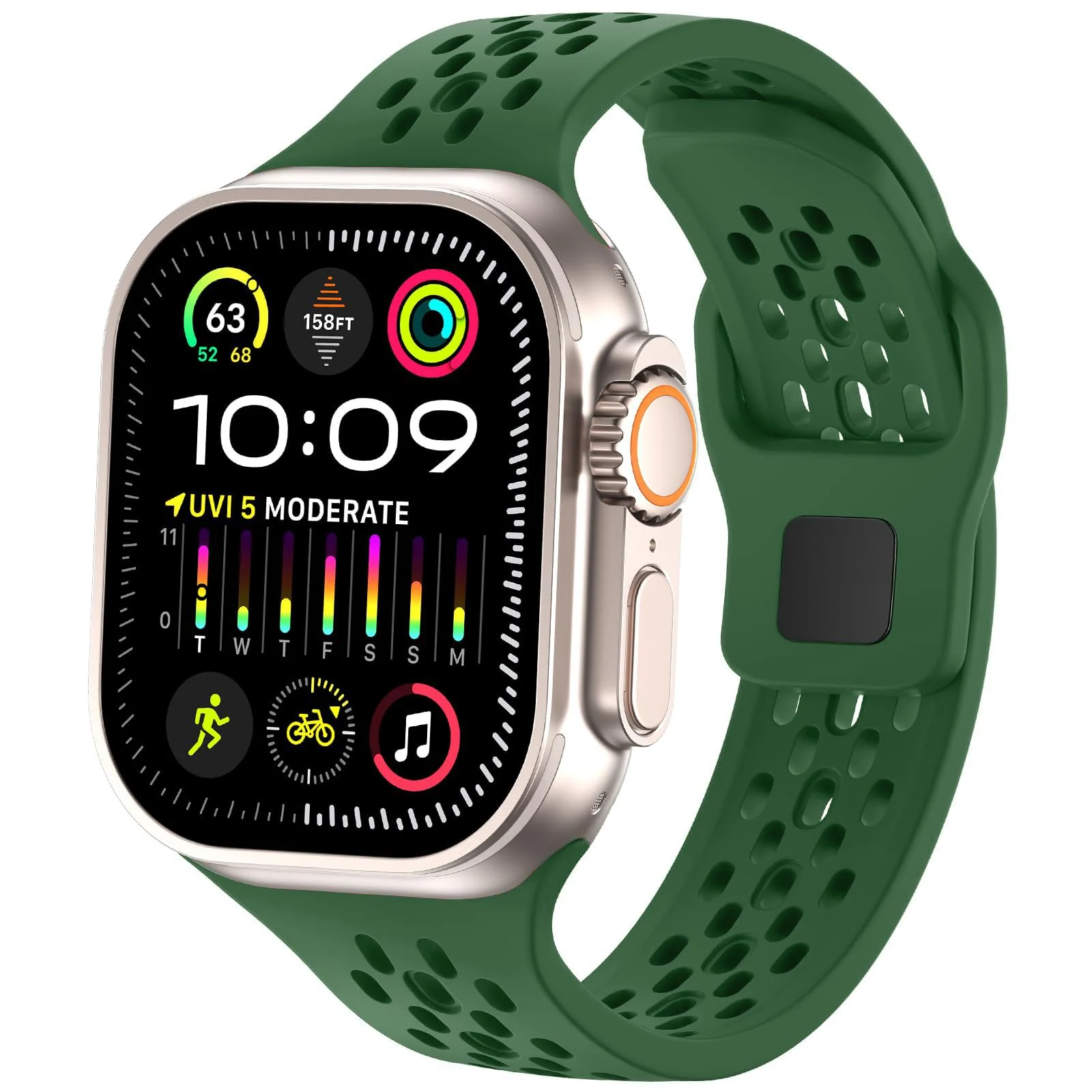 DL3 Mobilak Breathable Sport Band Compatible with Apple Watch 49mm 46mm 45mm 44mm 42mm, Soft Silicone Replacement Strap for iWatch Series 11 10 9 8 7 6 5 4 SE3 SE2 SE Ultra 3 2 1 - Green