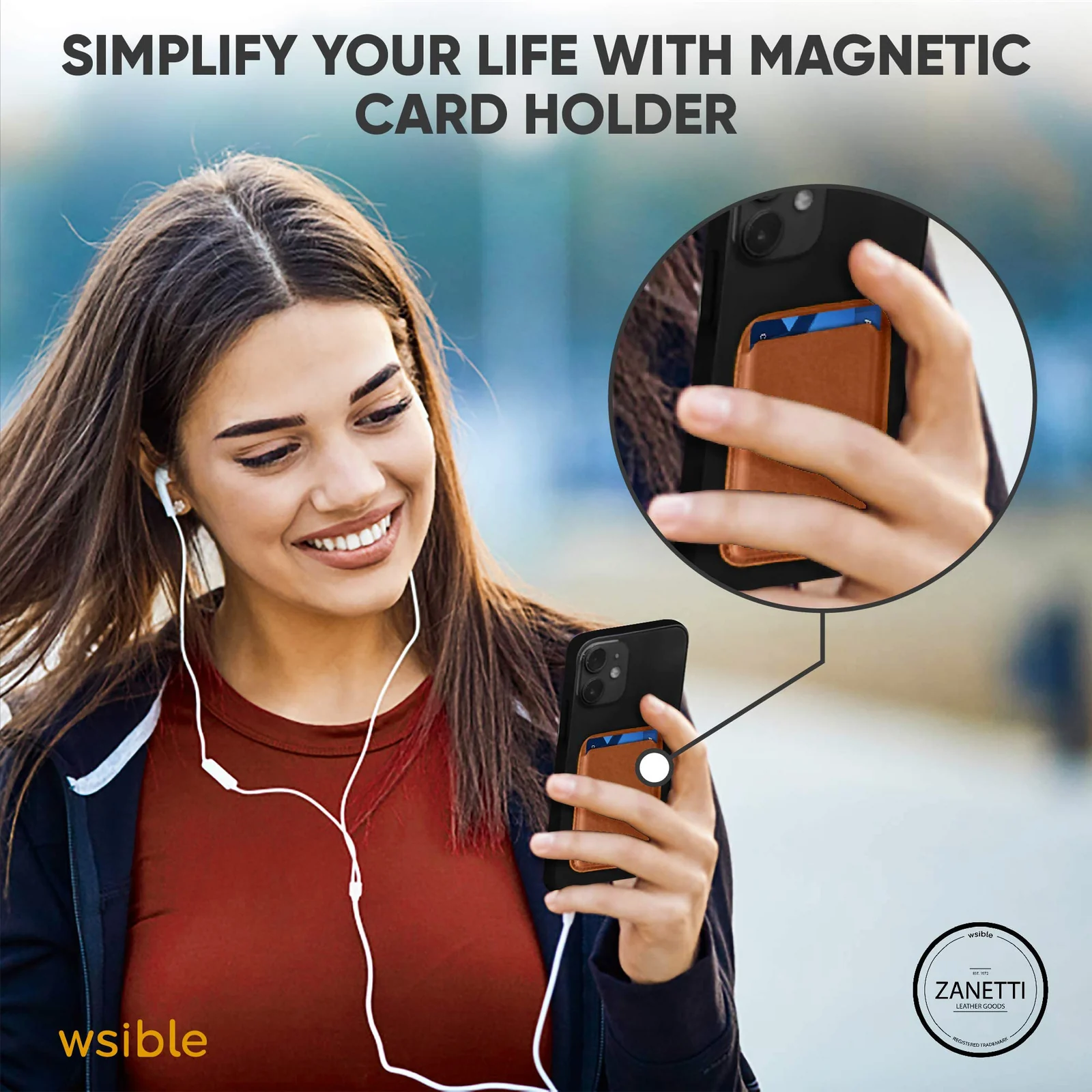 DL3 Mobilak Magnetic Card Holder Phone Wallet for iPhone 16/15/14/13/12 Series with MagSafe, Wallet for iPhone 16 15 14 Pro Max Plus Series, MagSafe 3 Wallet for iPhone 13 12 Pro Max Mini Series - Brown