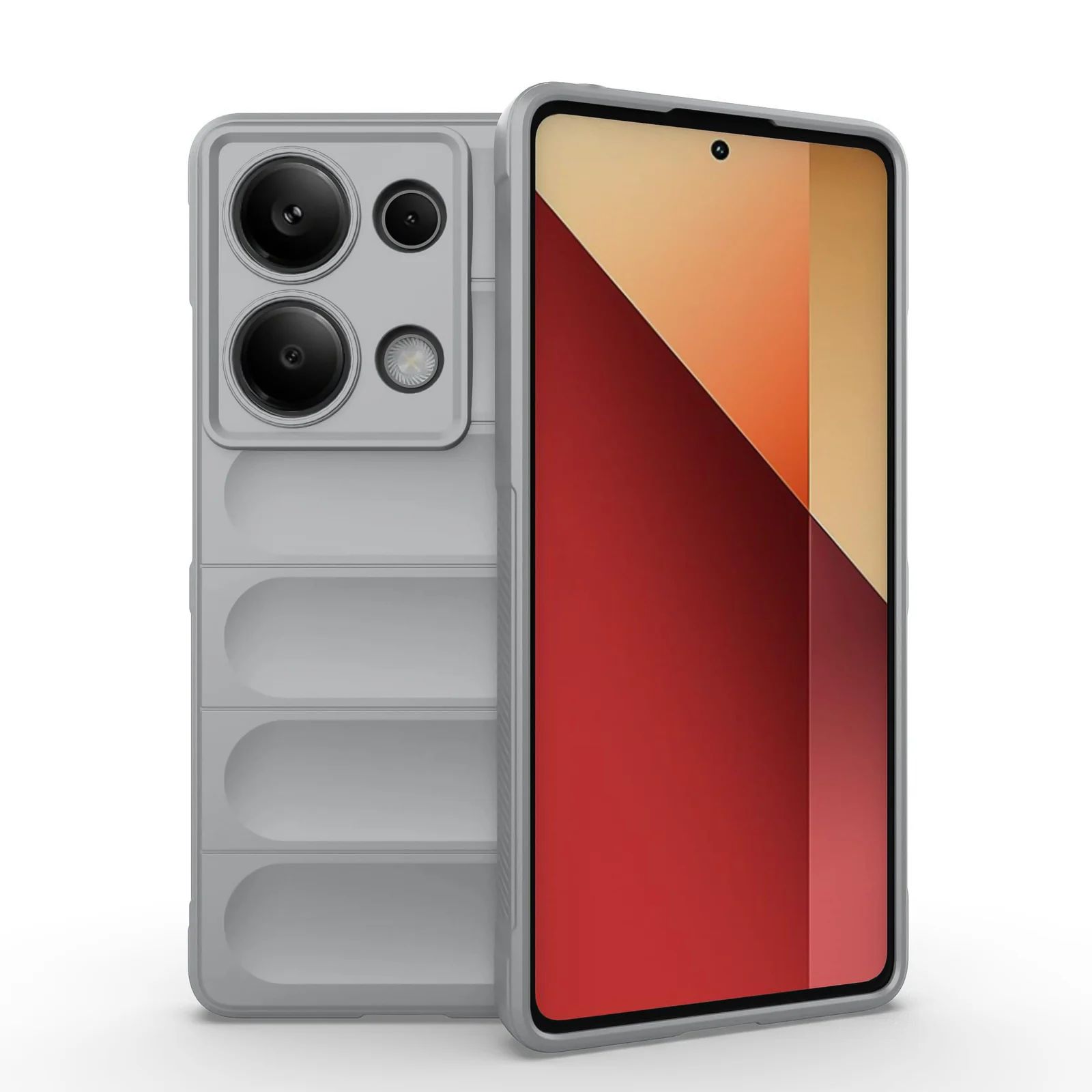 DL3 Mobilak Silicone Case for Xiaomi Redmi Note 13 Pro 4G/Poco M6 Pro 4G Heavy Duty [Slim Fit] Shockproof Soft Flexible Protective Design Shock-TPU Cover With Camera Protection - Gray