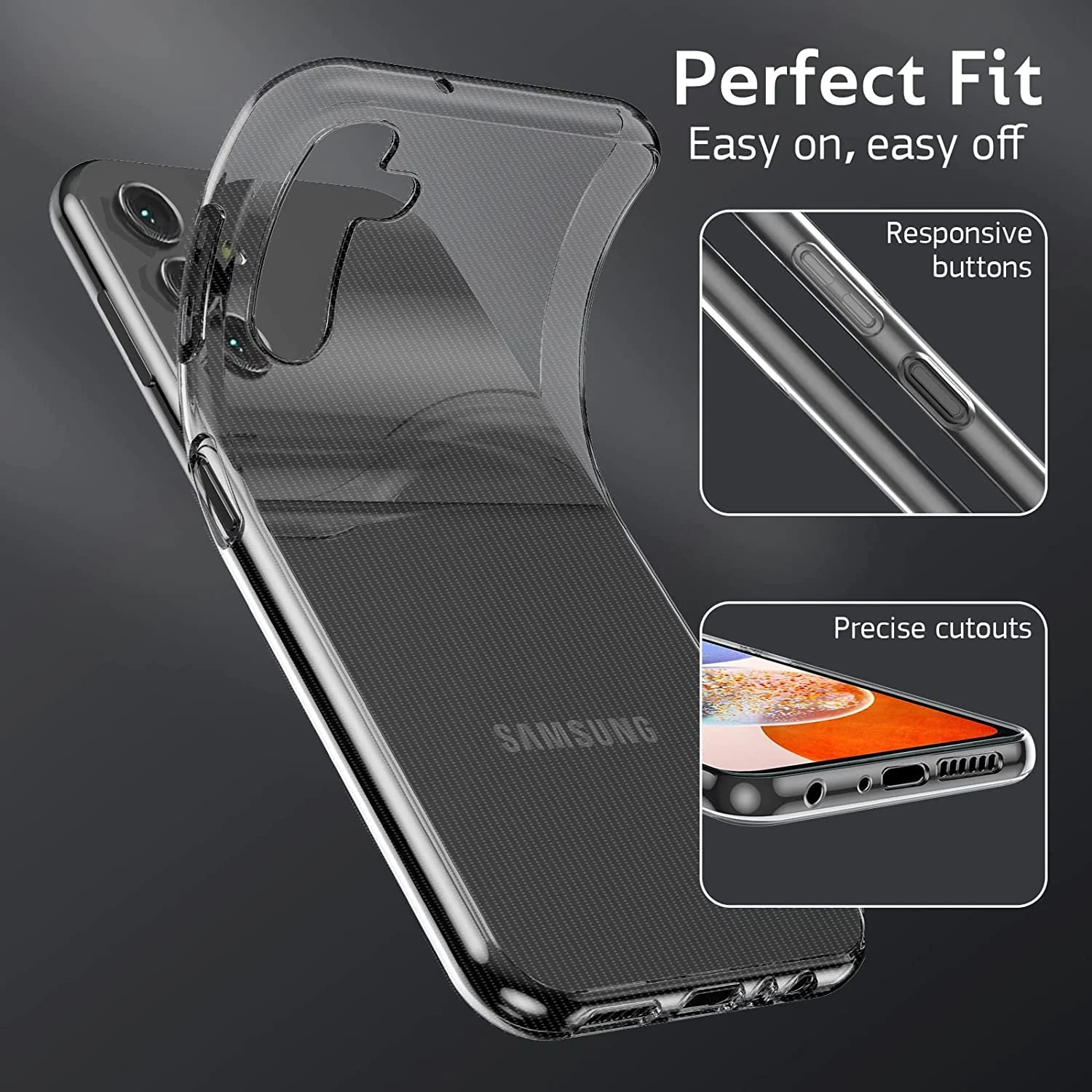 DL3 Mobilak Case Compatible with Samsung Galaxy A34 Case Crystal Soft TPU Gel Case Flexible Silicone Anti-Scratch Camera Protection TPU Cover - Clear