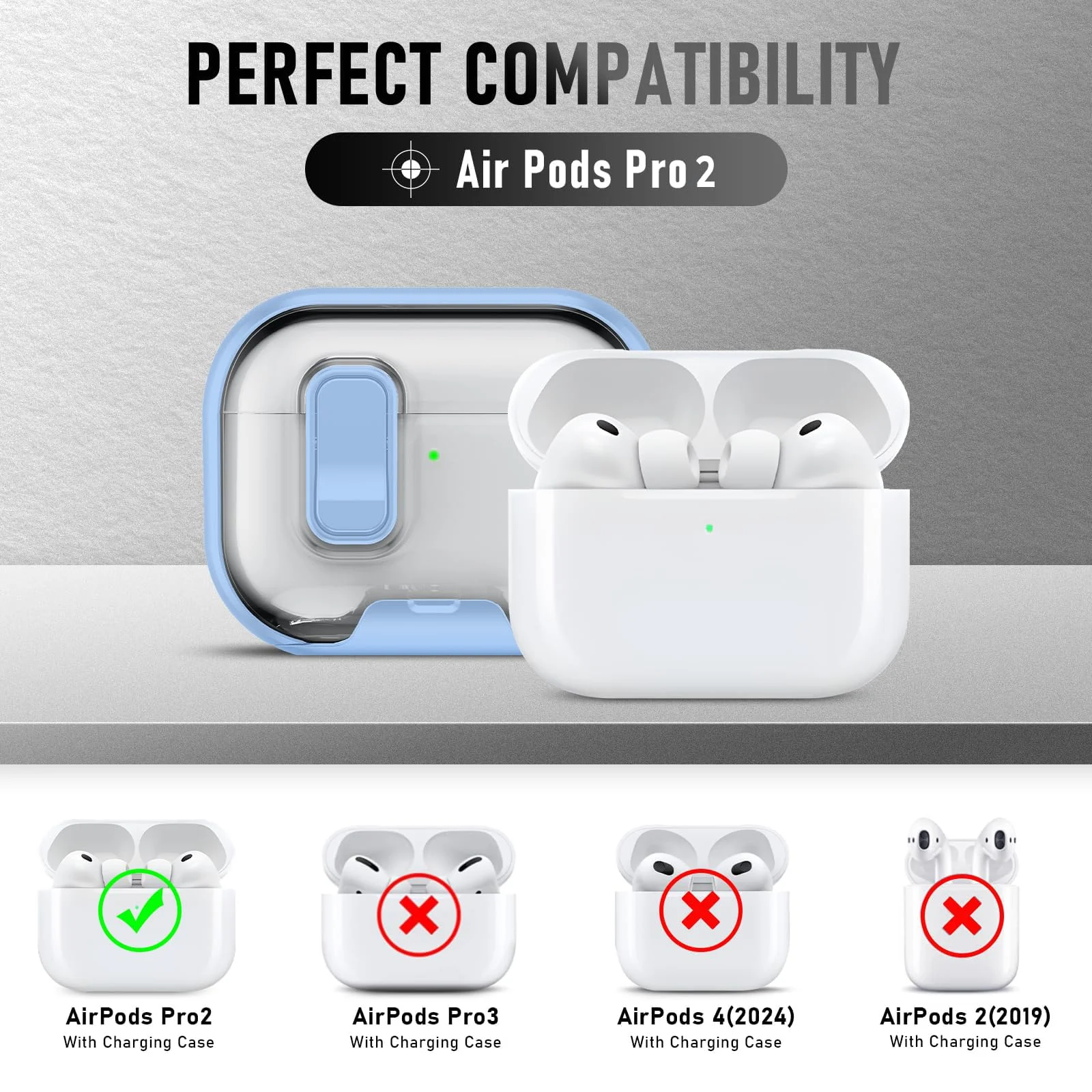 DL3 Mobilak Case for Airpod Pro Case Cover with Lock, Compatible with AirPods Pro 2nd Generation/1st Generation (2023/2022/2019), Shockproof Cover for AirPods Pro 2 Case Men Women - Clear Blue