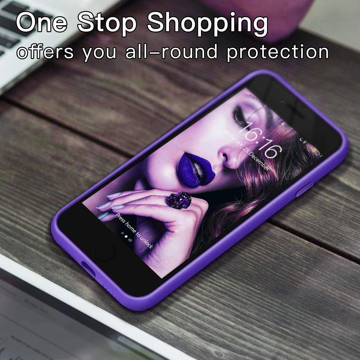DL3 Mobilak Liquid Silicone Protective Case for iPhone SE 2022, SE 2020, iPhone 7, iPhone 8 with Camera Protection and Microfiber Lining - Violet