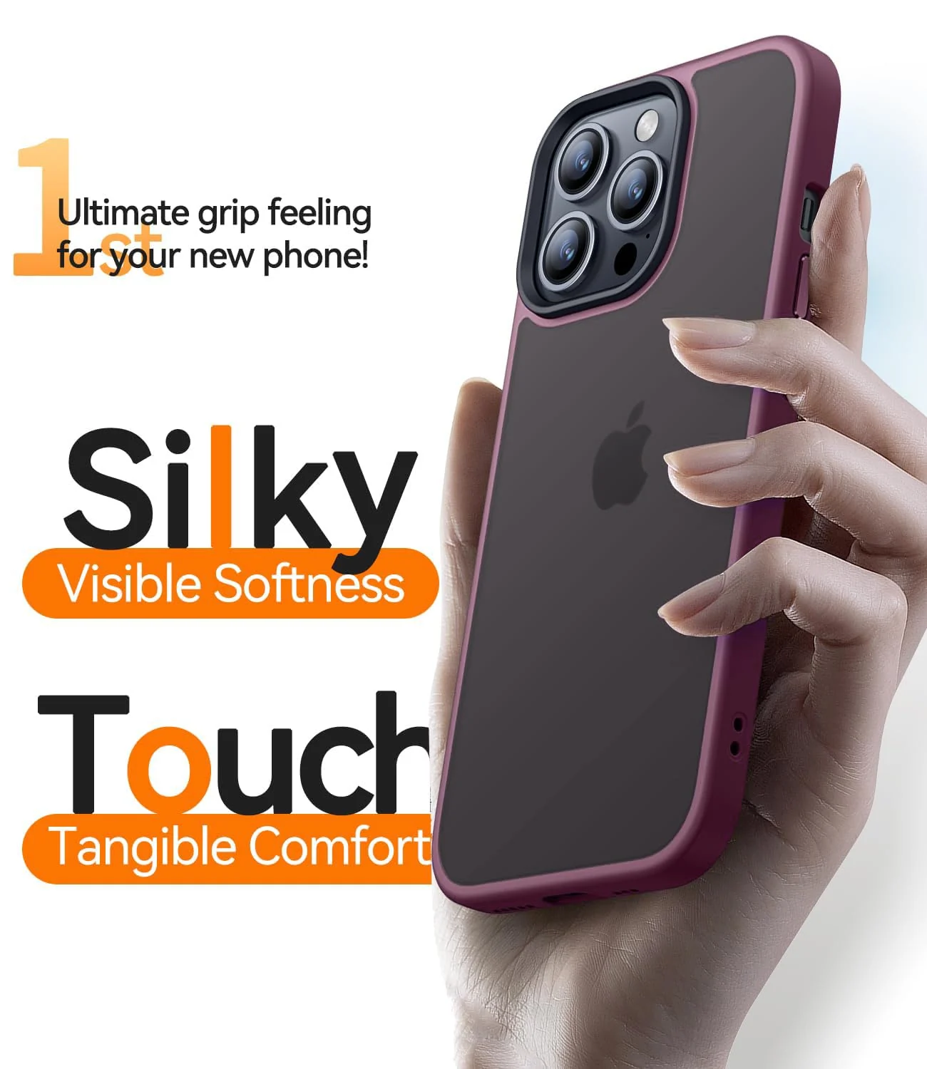 DL3 Mobilak Designed for iPhone 13 Pro 6.1-Inch Case, [Military Shockproof] Super Soft Silicone Slim Translucent Matte Protective Phone Cover, Compatible with iPhone 13 Pro - Wine Red