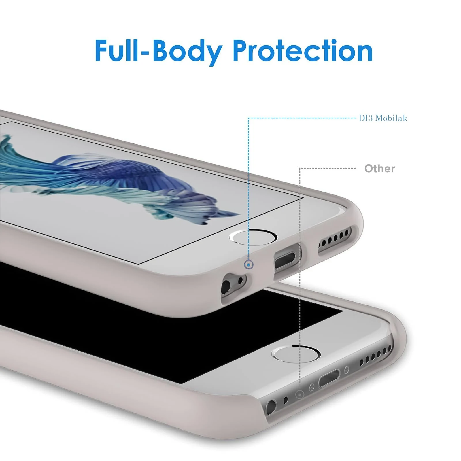 DL3 Mobilak Compatible with iPhone 6 / 6S Case, Liquid Silicone Case, Full Body Protective Cover, Shockproof, Slim Phone Case, Anti-Scratch Soft Microfiber Lining - Stone