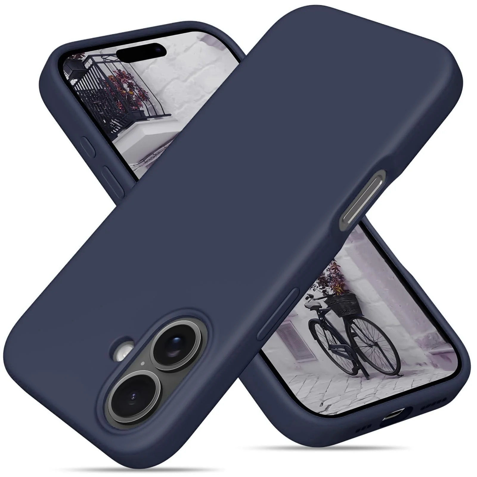 DL3 Mobilak Liquid Silicone Case for iPhone 16 Plus, Supports wireless charging, Shock-absorbing protection, Scratch-resistant surface - Dark Blue