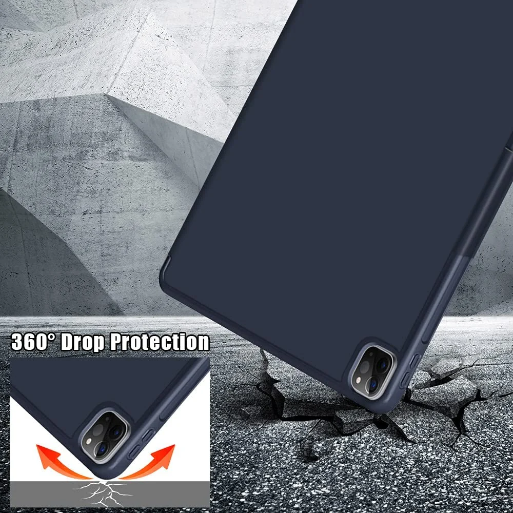 DL3 Mobilak Compatible with iPad Pro 11 Inch Case 2022(4th Gen)/2021(3rd Gen)/2020(2nd Gen) Case, Smart Stand, Pencil Holder, Shockproof Slim Lightweight Leather Cover, Modern Abstract Design - Blue