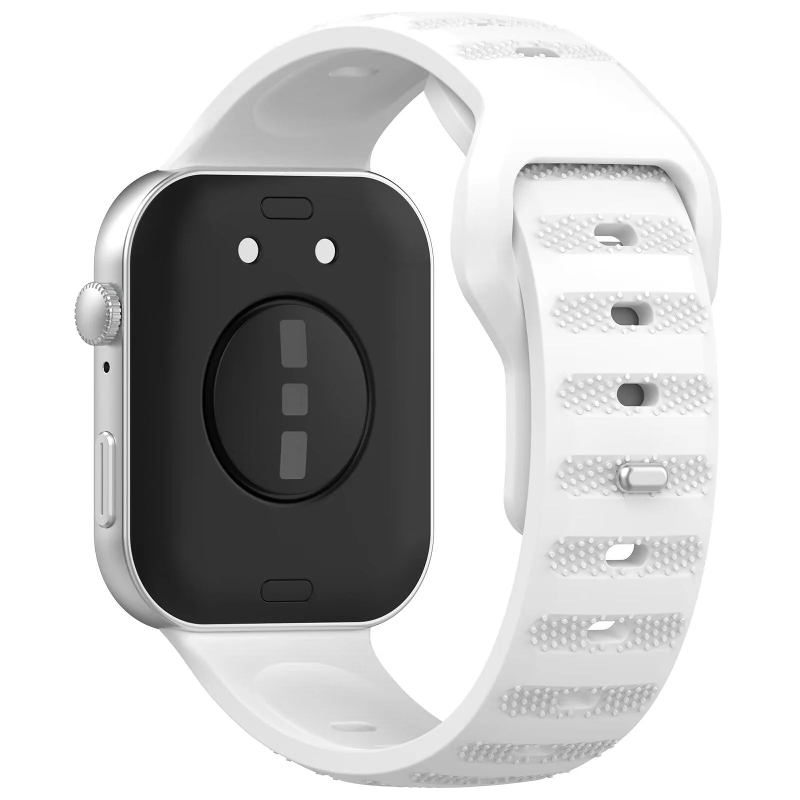 DL3 Mobilak Compatible with Huawei Watch Fit 3 / Fit 4 / Fit 4 Pro Breathable Silicone Sport Wristband, Soft Textured Design, Sweat-Resistant Quick Release Adjustable Watch Strap - White
