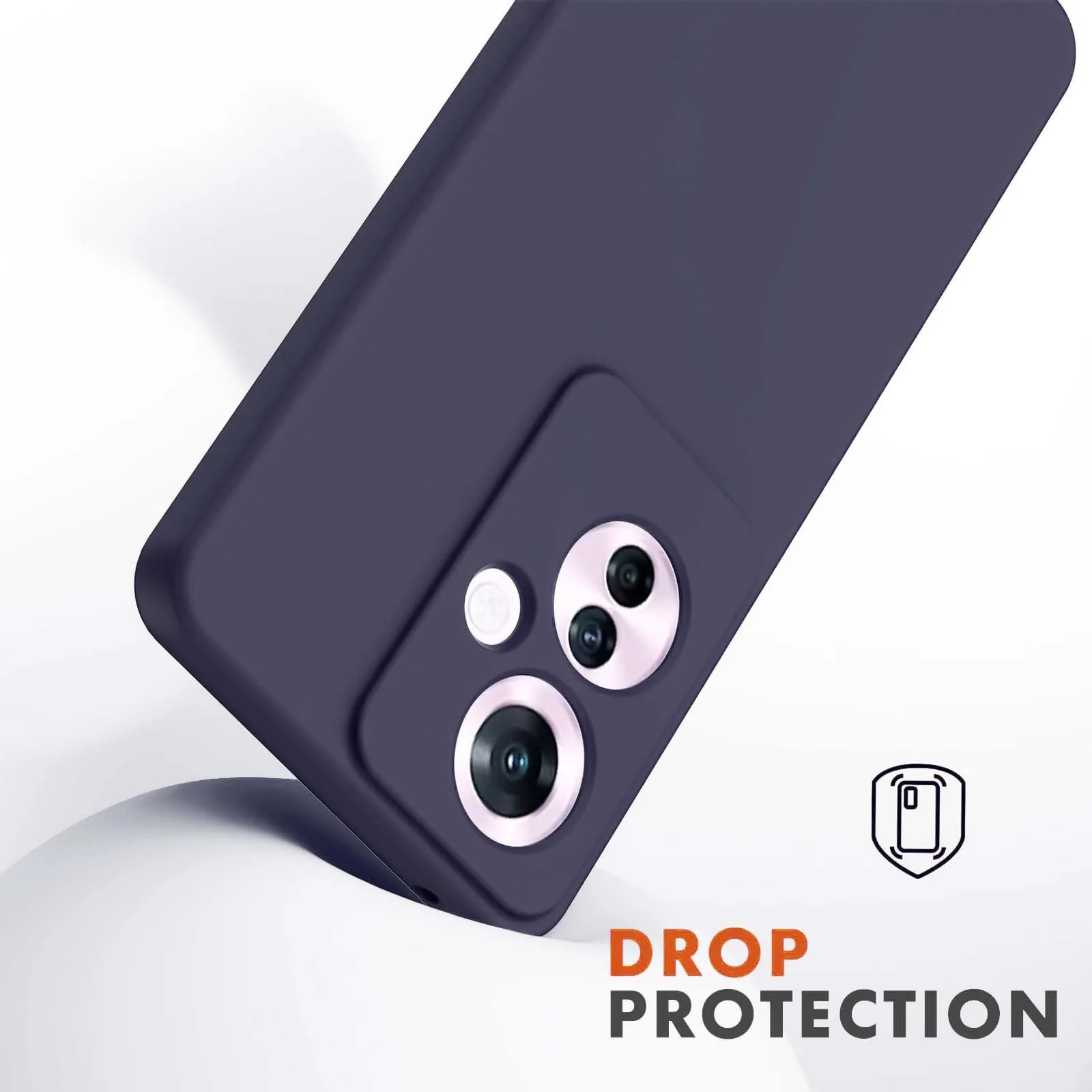 DL3 Mobilak Liquid Silicone Protective Case with Soft Microfiber Lining with Full Camera Protection for OPPO Reno11 F 5G - Midnight Blue
