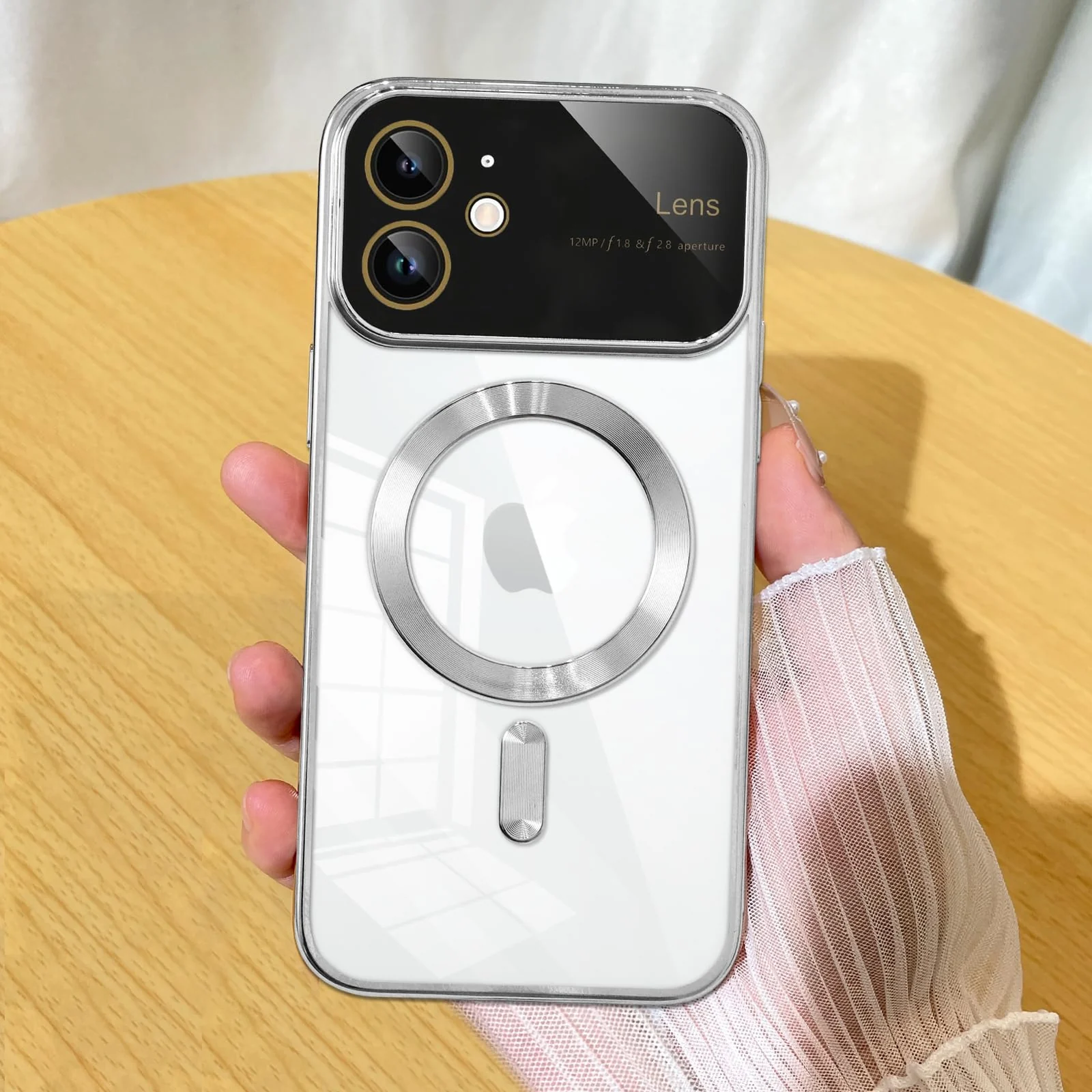DL3 Mobilak Clear MagSafe-Compatible Magnetic Case for iPhone 11 6.1 Inch with Camera Protection and Shockproof Design - Silver