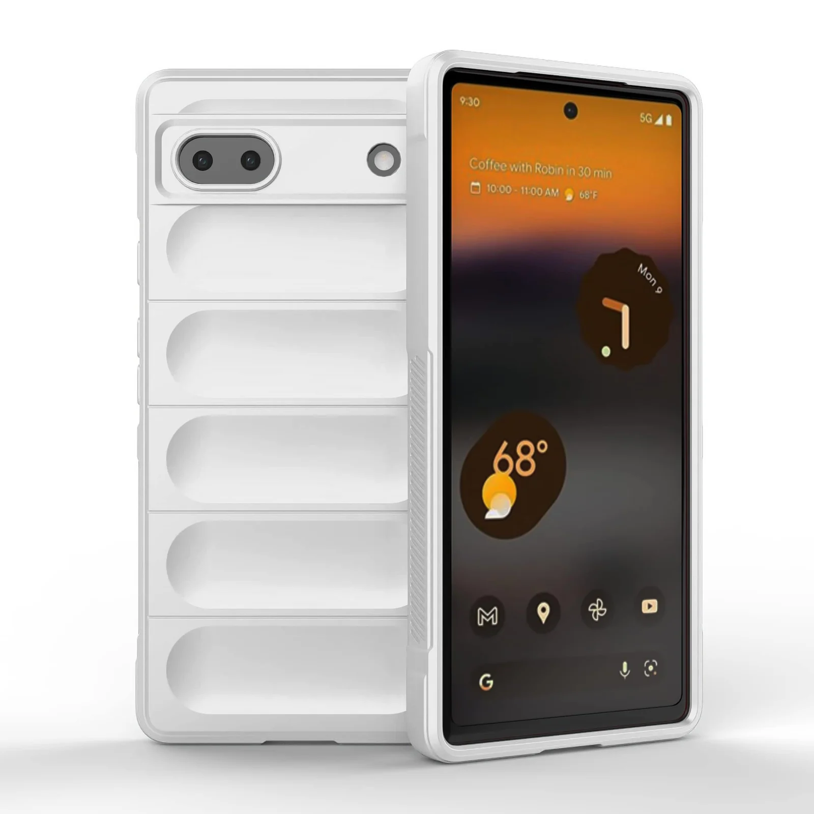 DL3 Mobilak Silicone Case for Google Pixel 6A Heavy Duty Protective [Slim Fit] Shockproof Soft Flexible Protective Design Shock-Absorption TPU Cover With Camera Protection - White