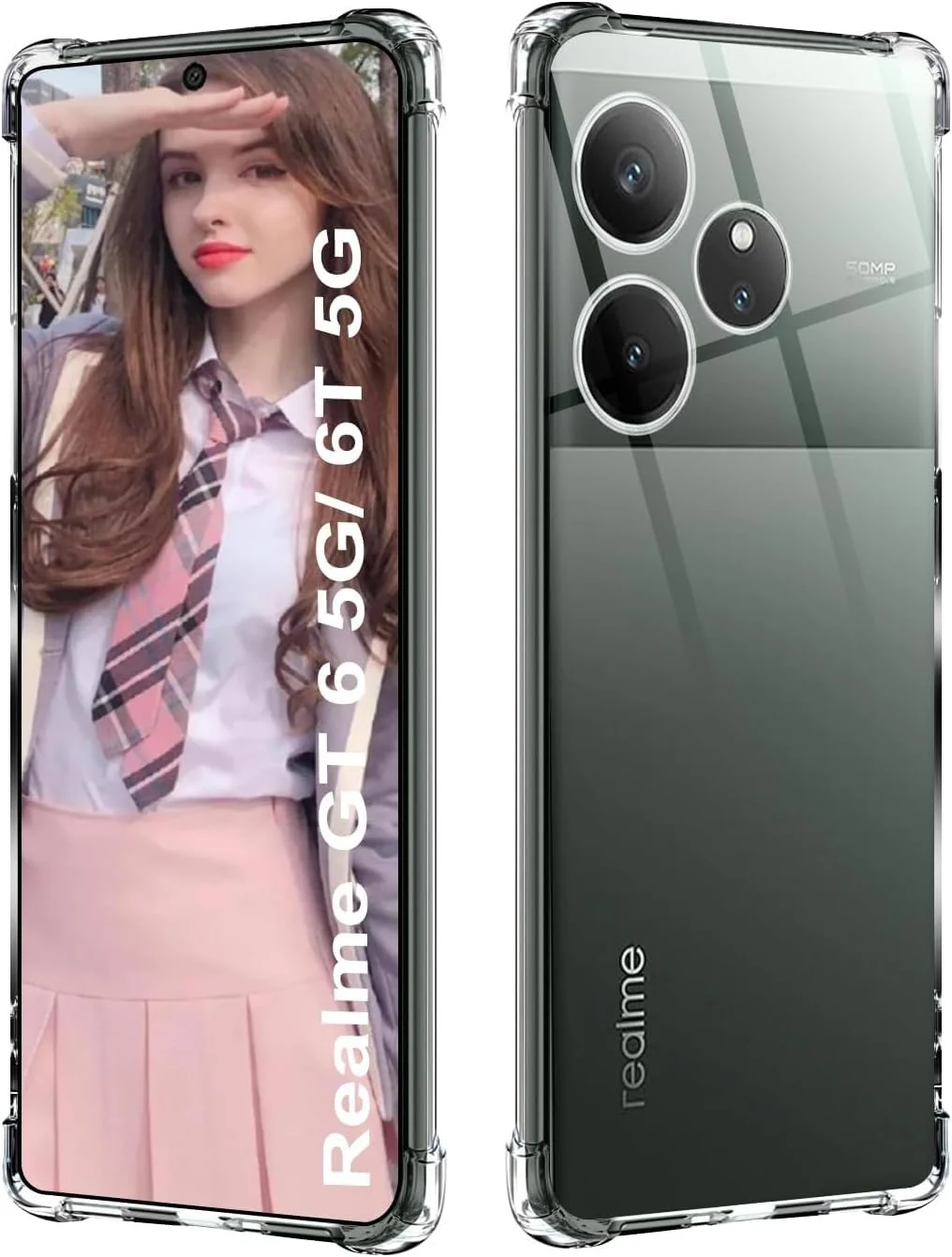 DL3 Mobilak Clear TPU Protective Case for realme GT 6 / realme GT 6T with Camera Protection and Shockproof Design - Clear