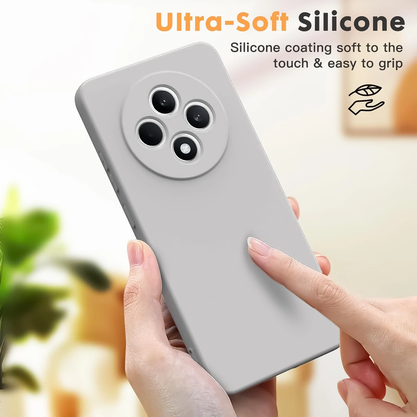 DL3 Mobilak Liquid Silicone Case for OPPO Reno 12 F / Reno 12F, Not compatible with MagSafe, Supports wireless charging, Camera protection - Gray