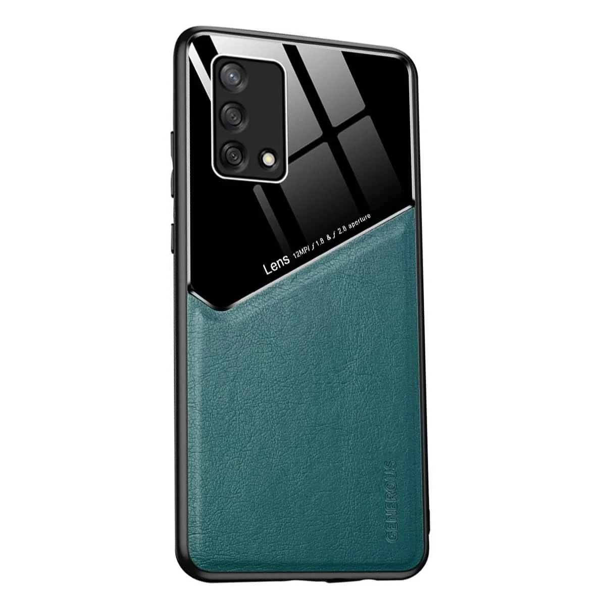 DL3 Mobilak Leather and PC Protective Case for OPPO A74 4G / A95 4G / OPPO F19 4G / Reno 6 Lite, Built-in magnetic car-mount support, Shock-absorbing protection - Green