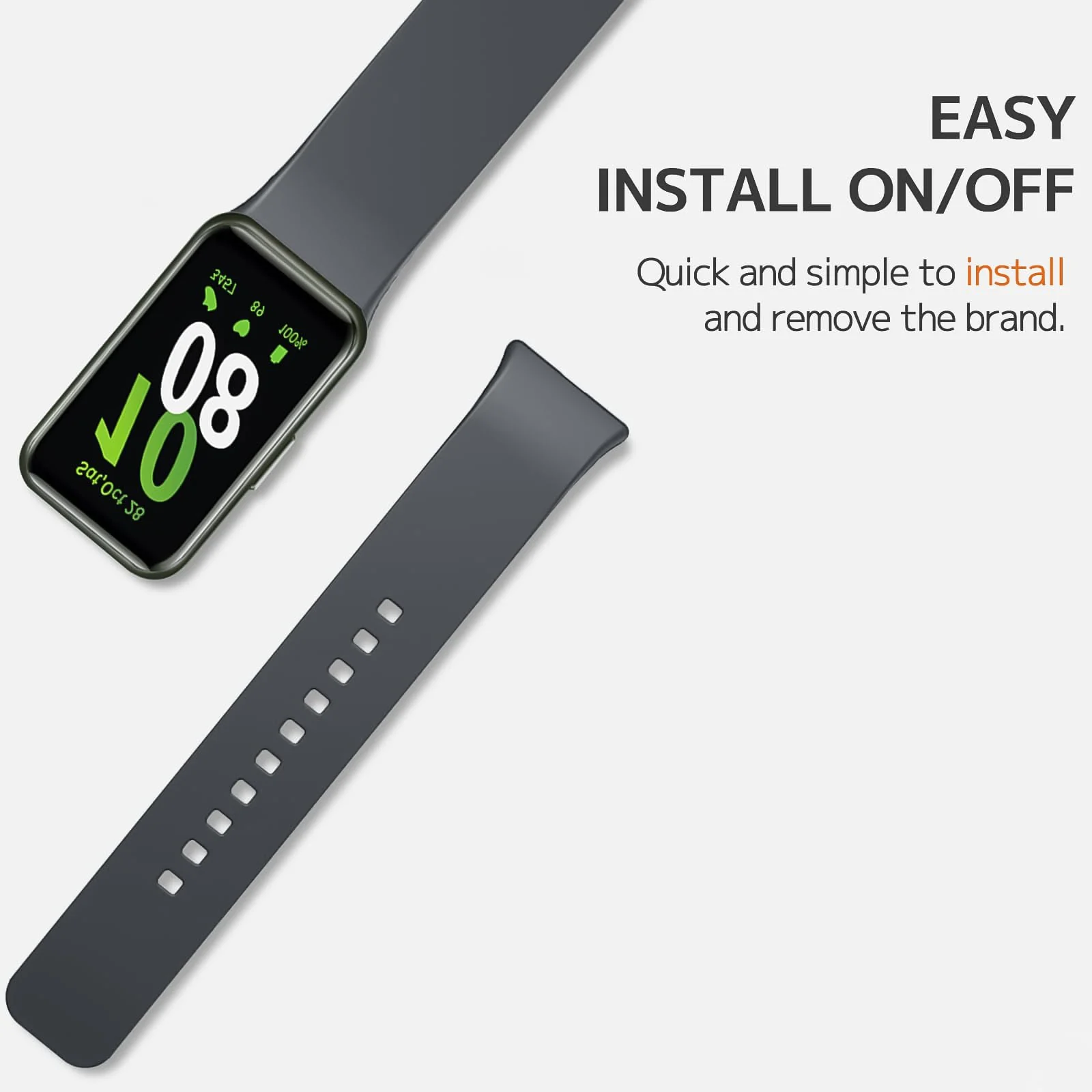 DL3 MOBILAK Silicone Bracelet for Samsung Galaxy Fit 3 Strap, Soft Silicone Sport Replacement Strap For Women/Men, Adjustable Waterproof Sports Band - Space Gray
