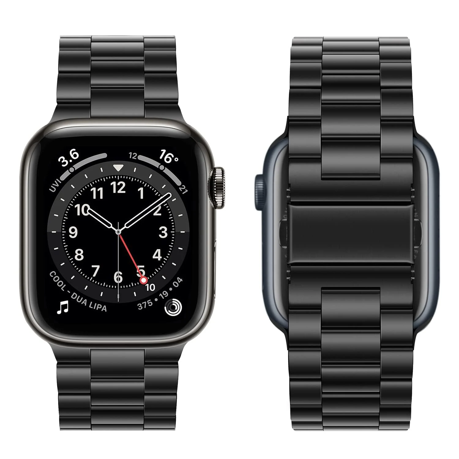 DL3 Mobilak Stainless Steel Band with Case Compatible with Apple Watch Band 45mm Series 9/8/7, Men Woman Business Strap with Protective Bumper Cover for iWatch Series 7/8/9 45mm - Black