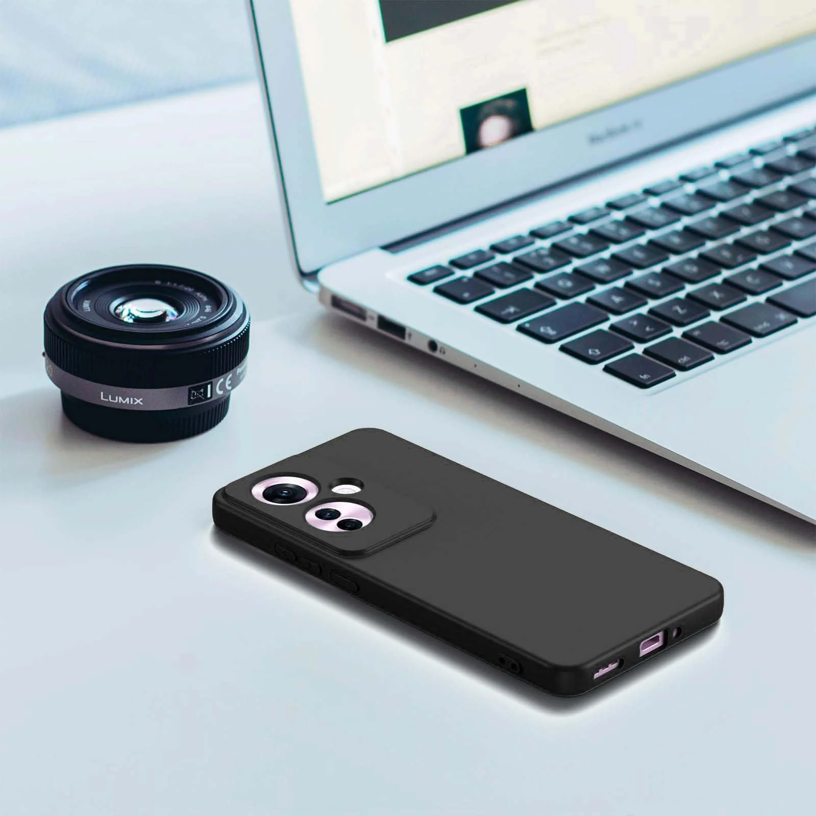 DL3 Mobilak Liquid Silicone Case for OPPO Reno11 F 5G, Not compatible with MagSafe, Supports wireless charging, Camera protection - Black