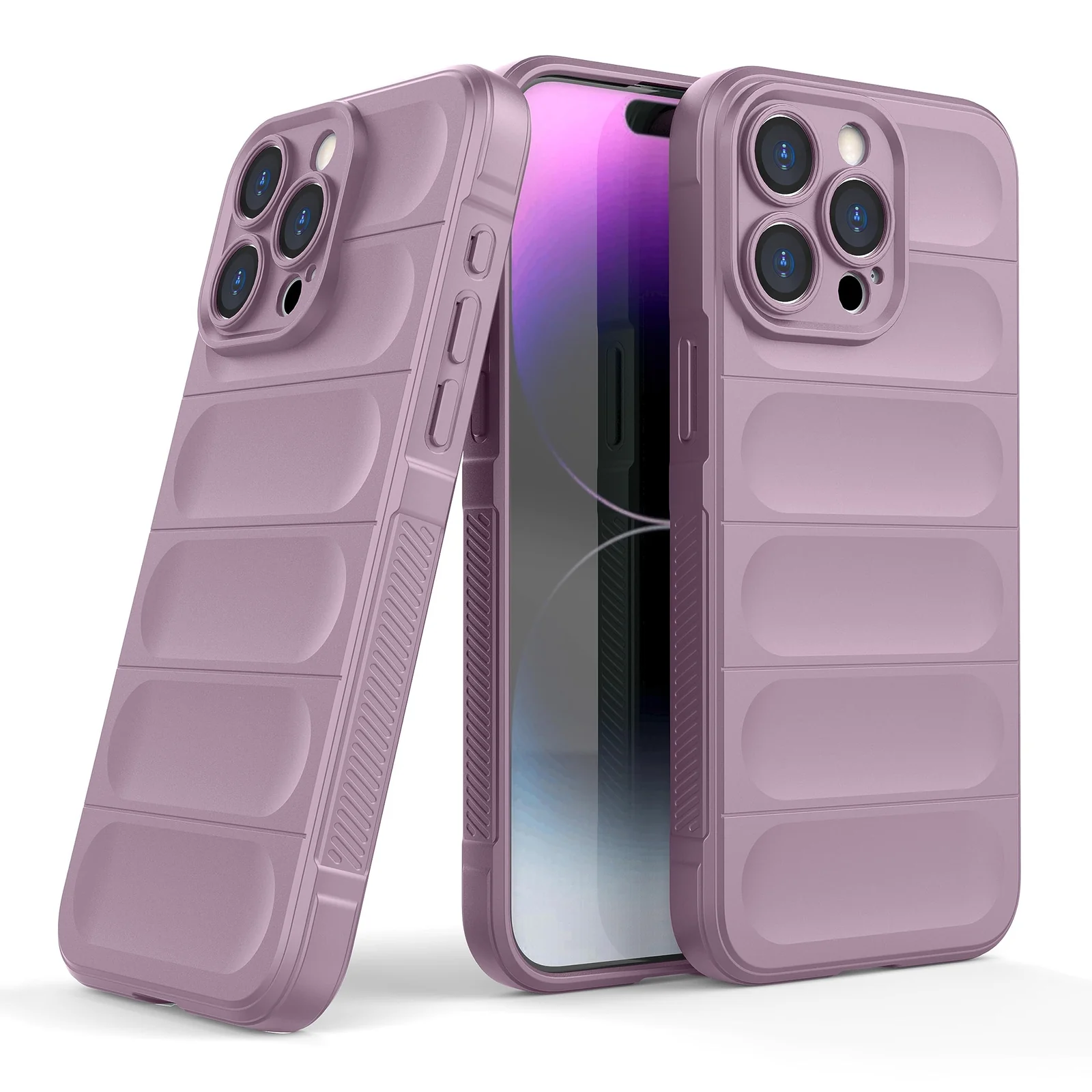 DL3 Mobilak Silicone Case for Apple iPhone 15 Pro Heavy Duty Protective [Slim Fit] Shockproof Soft Flexible Protective Design Shock-Absorption TPU Cover With Camera Protection - Purple