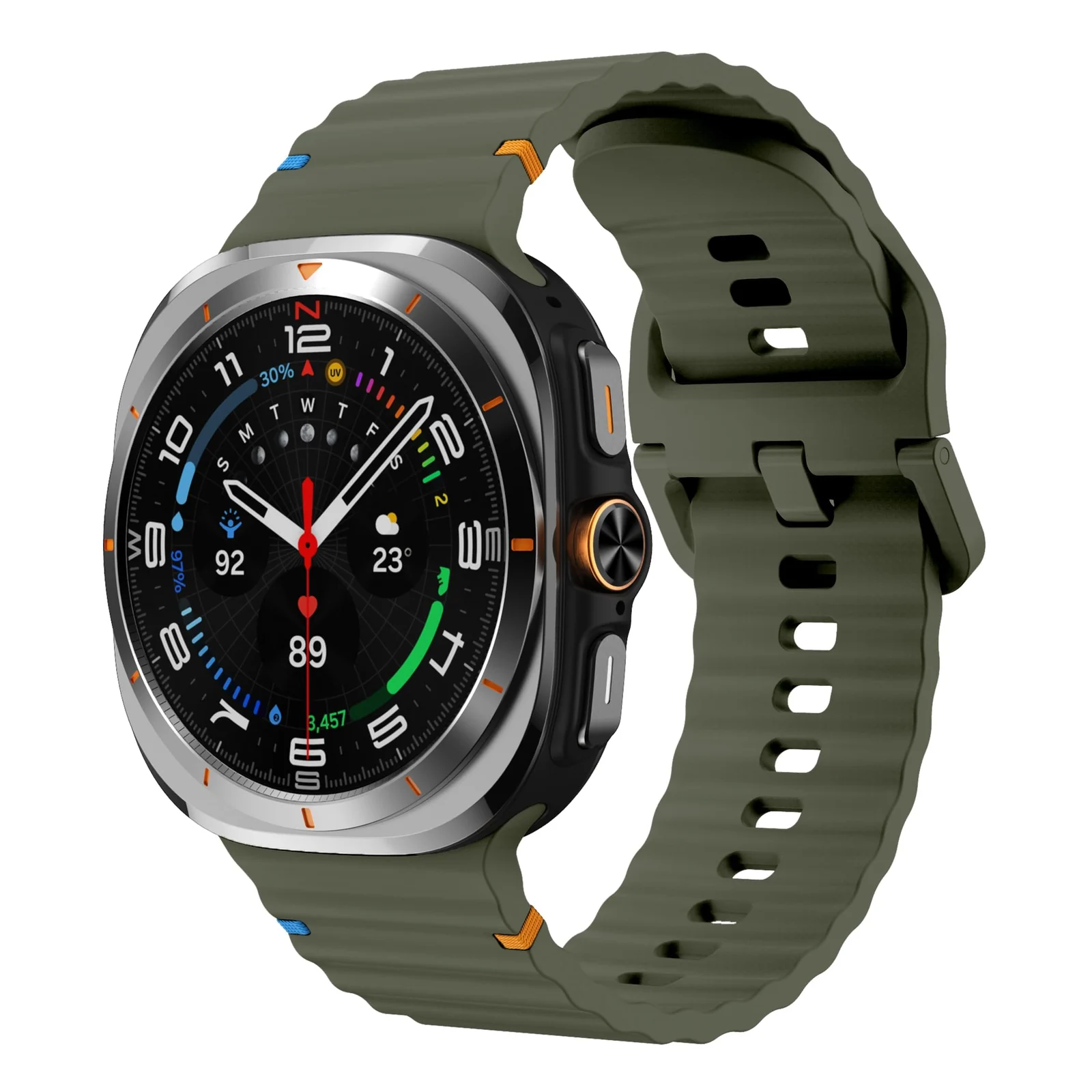 DL3 Mobilak Sport Strap for Samsung Galaxy Watch 8 Straps 40mm 44mm/8 Classic Bands 46mm Men Women, One Click No Gap Waterproof Soft Silicone Sport Band for Samsung Watch 8/8 Classic Strap - Military Green
