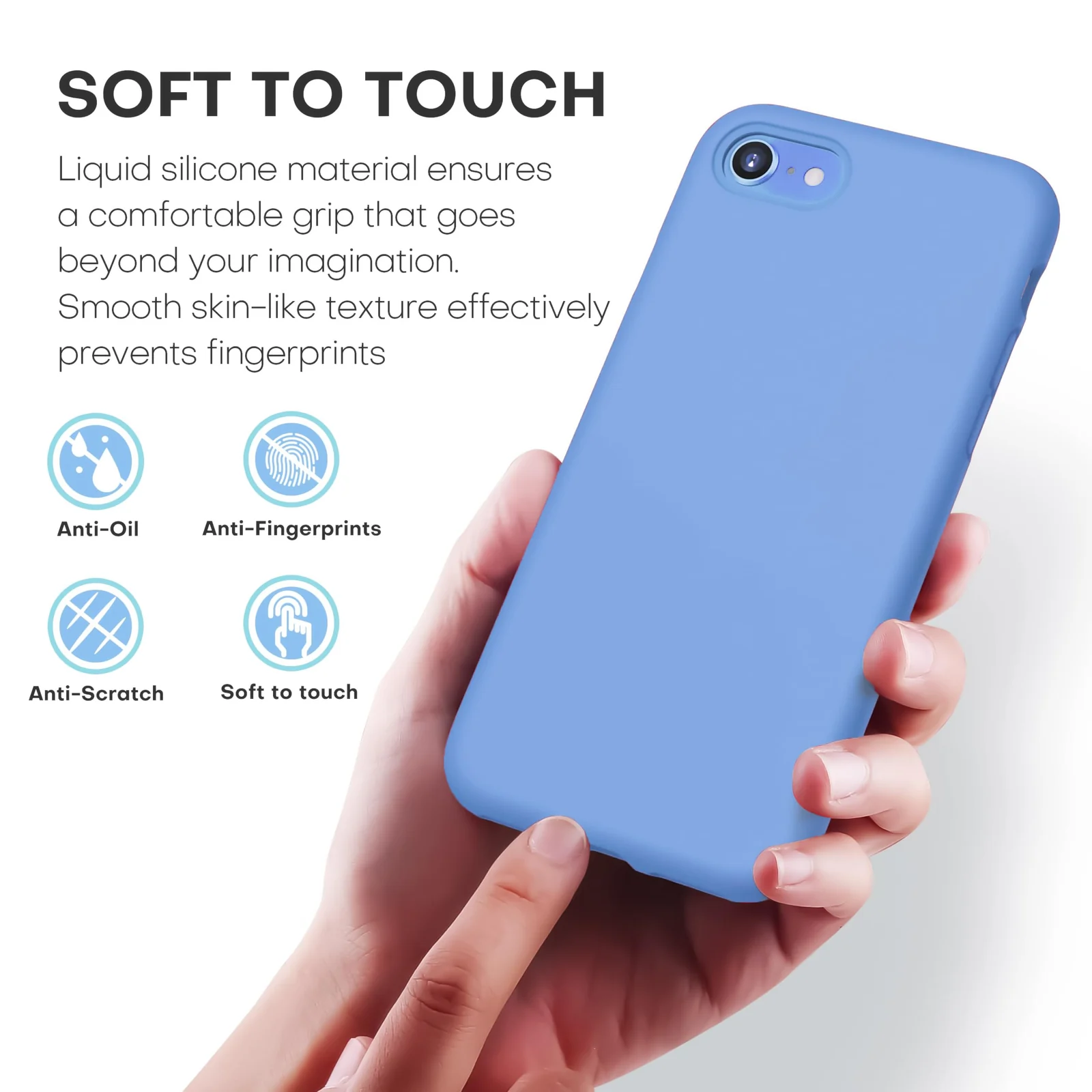 DL3 Mobilak Liquid Silicone Case for iPhone 6 / 6S, Shock-absorbing protection, Scratch-resistant surface, Soft microfiber lining - Light Blue