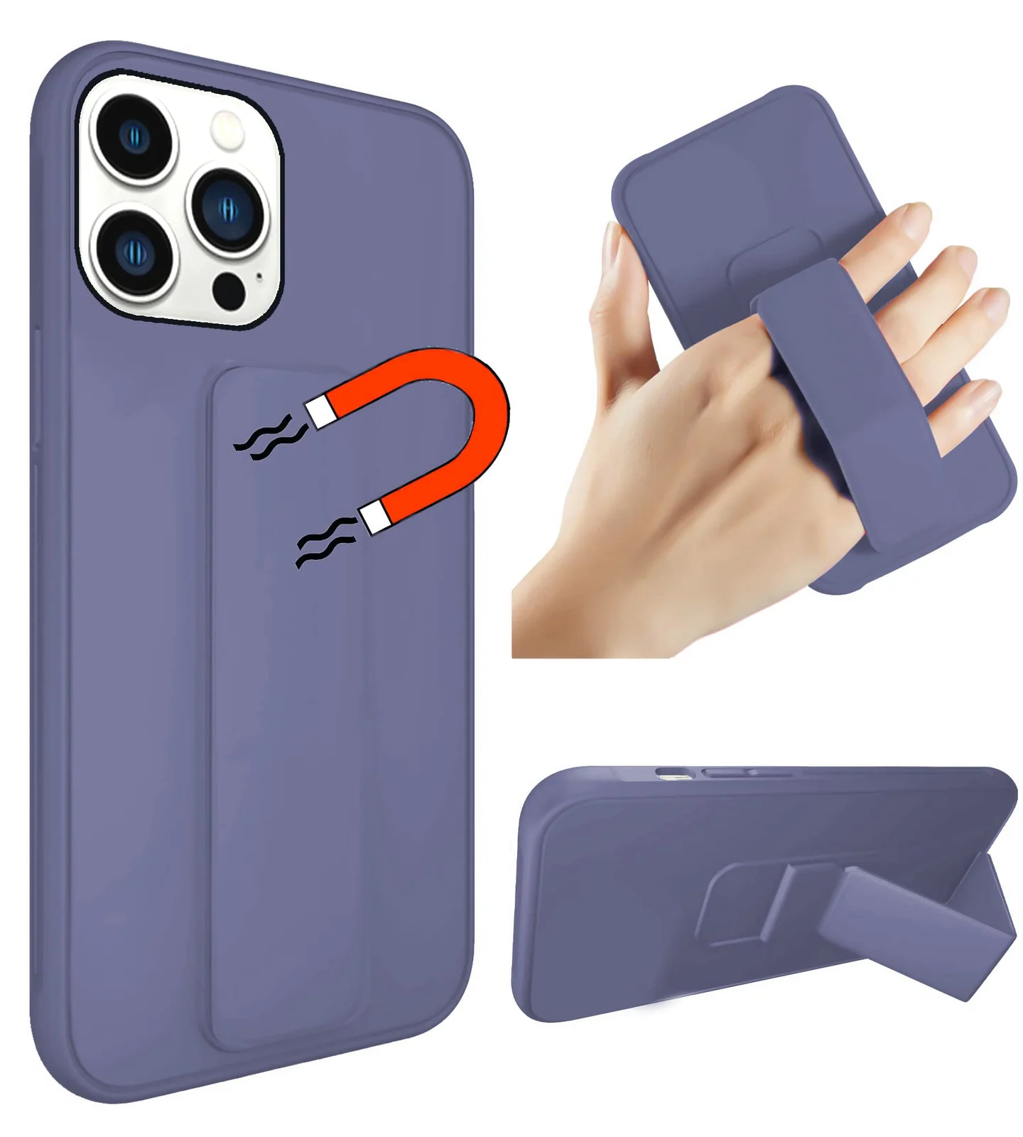 DL3 Mobilak Silicone Protective Case with Magnetic Vertical and Horizontal Kickstand for iPhone 11 Pro Max (6.5 Inch) - Lavender Purple