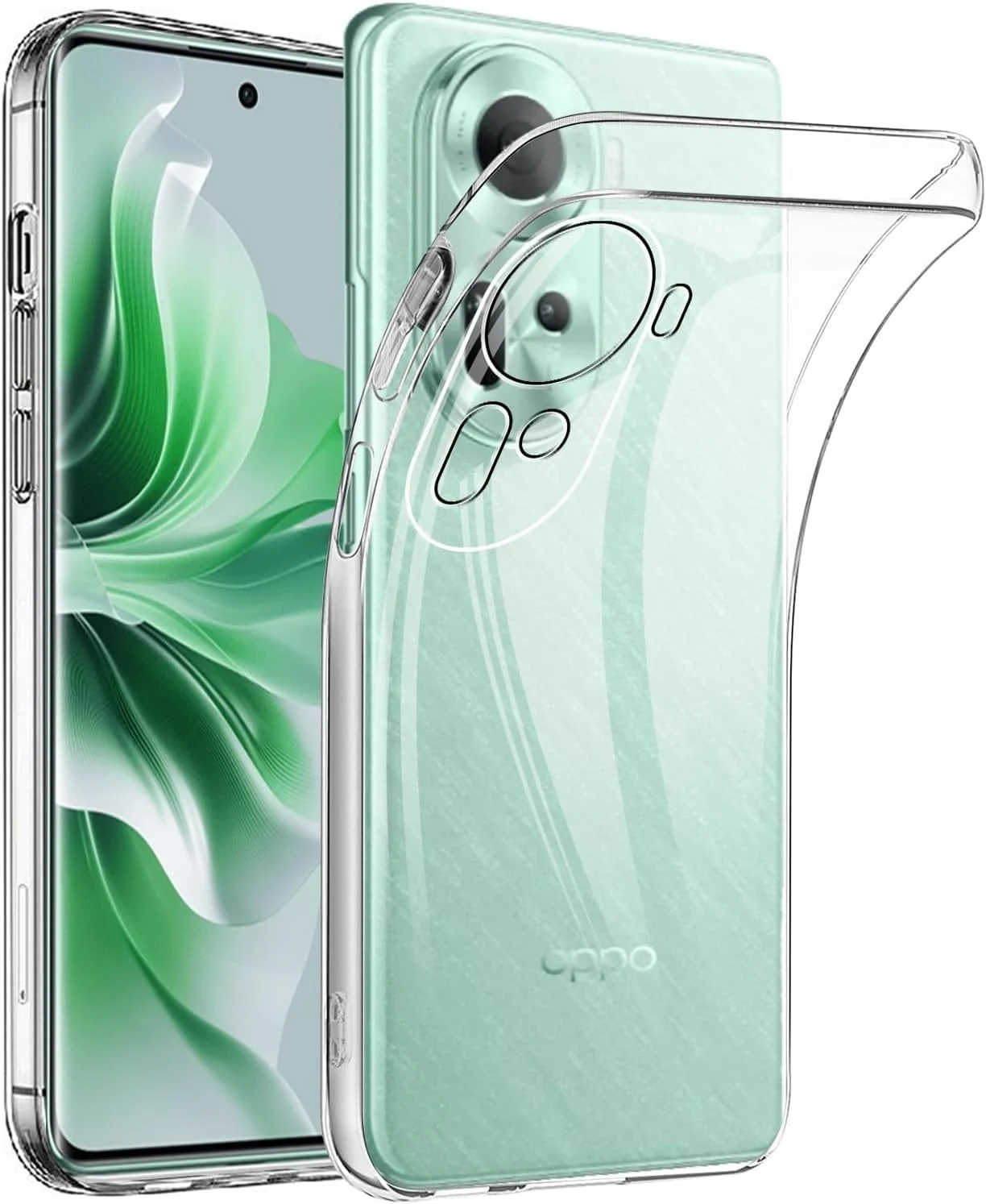 DL3 Mobilak Case Compatible with OPPO Reno 11 5G Case Crystal Soft TPU Gel Case Flexible Silicone Anti-Scratch Camera Protection TPU Cover - Clear