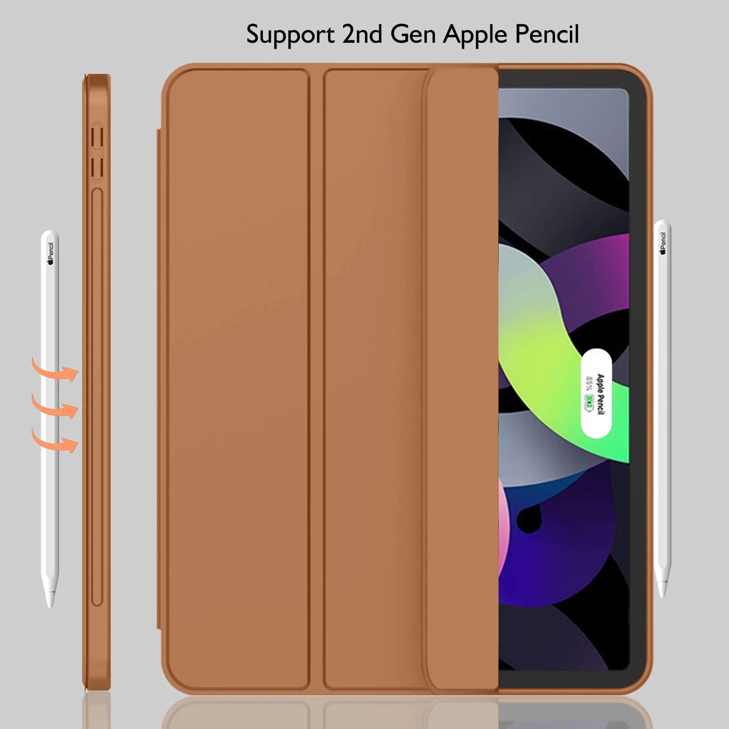 DL3 Mobilak Smart Case For iPad Pro 11 Inch 2018 (1st Generation 2018 Model Year) with Pencil Holder, Soft TPU Smart Stand Back Cover Auto Wake/Sleep Feature - Brown