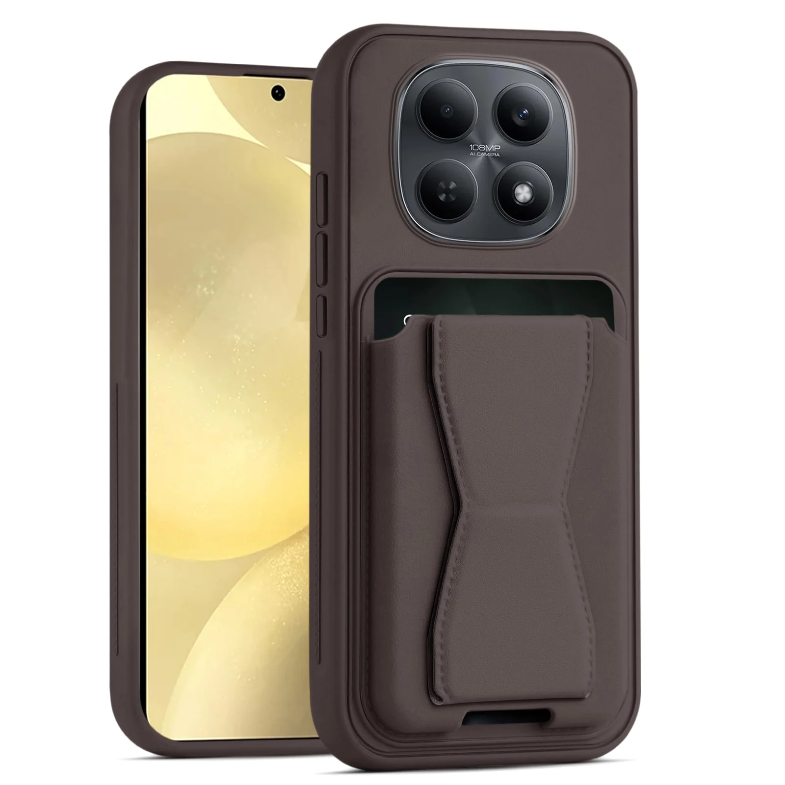 Dl3 Mobilak Leather Wallet Case Compatible with Xiaomi Redmi Note 15 5G, Leather Back Cover With TPU Frame, Shockproof Protective Phone Case with Card Holder Stand (Black)