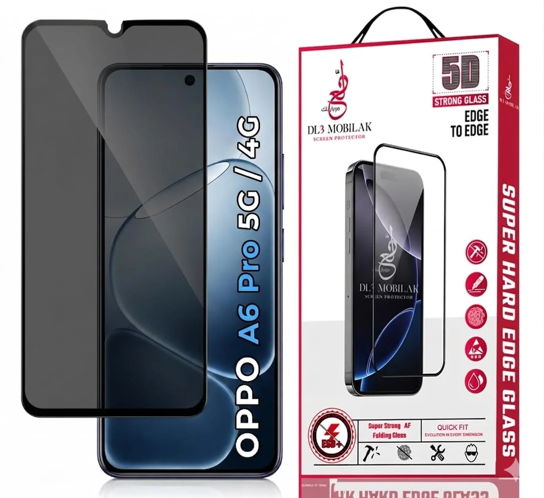 DL3 Mobilak OPPO A6 Pro 5G /4G Privacy Screen Protector, Does not support fingerprint, Anti-Spy 9H Hardness Tempered Glass Film [Case Friendly] [Bubble Free] - Black