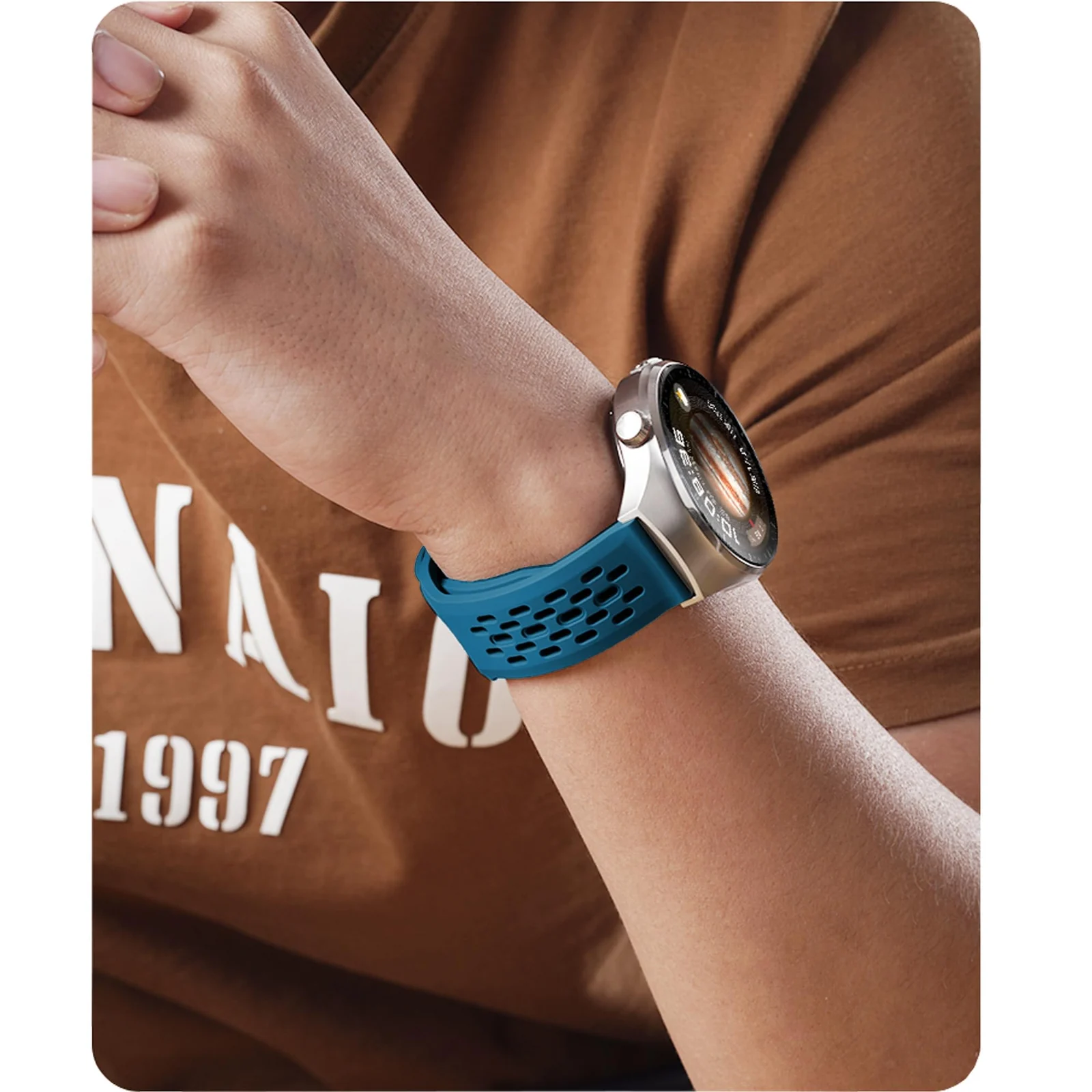 DL3 Mobilak 22mm Breathable Sport Band for Xiaomi Redmi Watch 5 Lite/5 Active/Samsung Galaxy Watch 3 45mm/Watch 46mm/Gear S3/Huawei watch GT6 GT5 GT4 GT3 GT2 (46MM)/GT2E/GT 3 Pro/GT 5 Pro, Soft Silicone Strap - Blue Lagoon