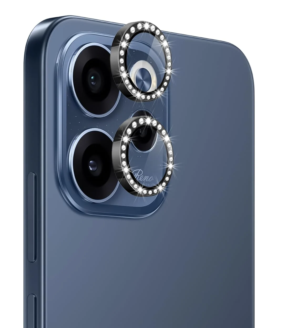 DL3 Mobilak Camera Lens Protector for OPPO Reno 15F / OPPO Reno15 FS Accessories, 9H Tempered Glass Metal Individual Ring Camera Cover Screen Protector, Case Friendly, Anti Scratch - Diamond Black