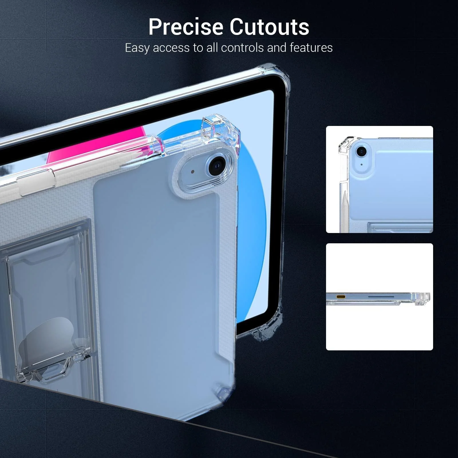 DL3 Mobilak Transparent Stand Case for iPad Mini 7 A17 Pro 2024/iPad Mini 6 2021 8.3 Inch iPad Mini 7th/6th Gen Shockproof, Slim Anti-Yellowing Bumper, Kickstand Cover, with Pencil Holder - Clear