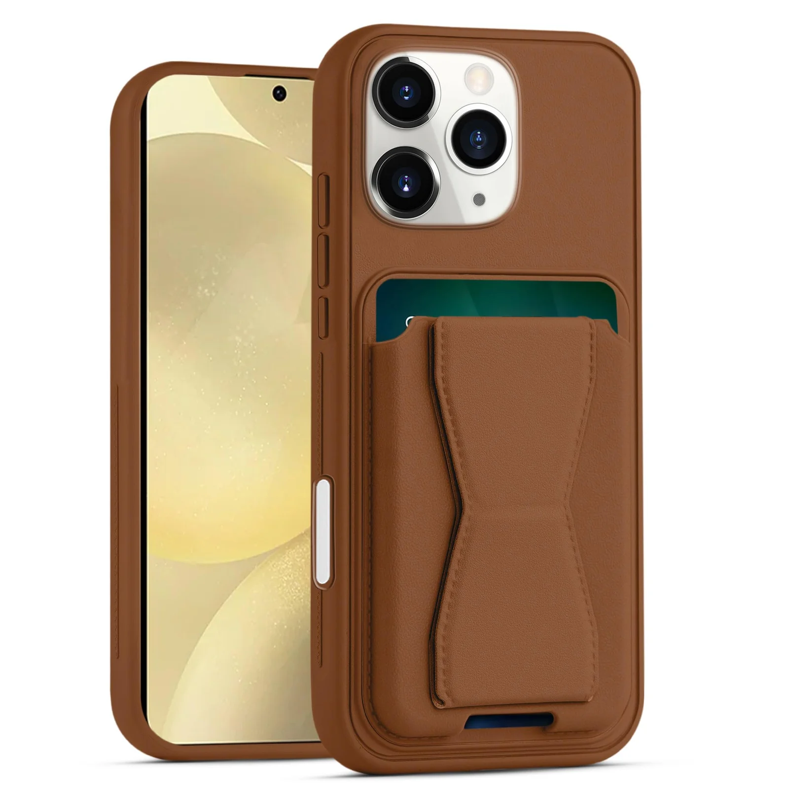 DL3 Mobilak Leather Wallet Case with Card Slot for iPhone 16 Pro Max 6.9-inch with Camera Protection and Shockproof Design - Brown