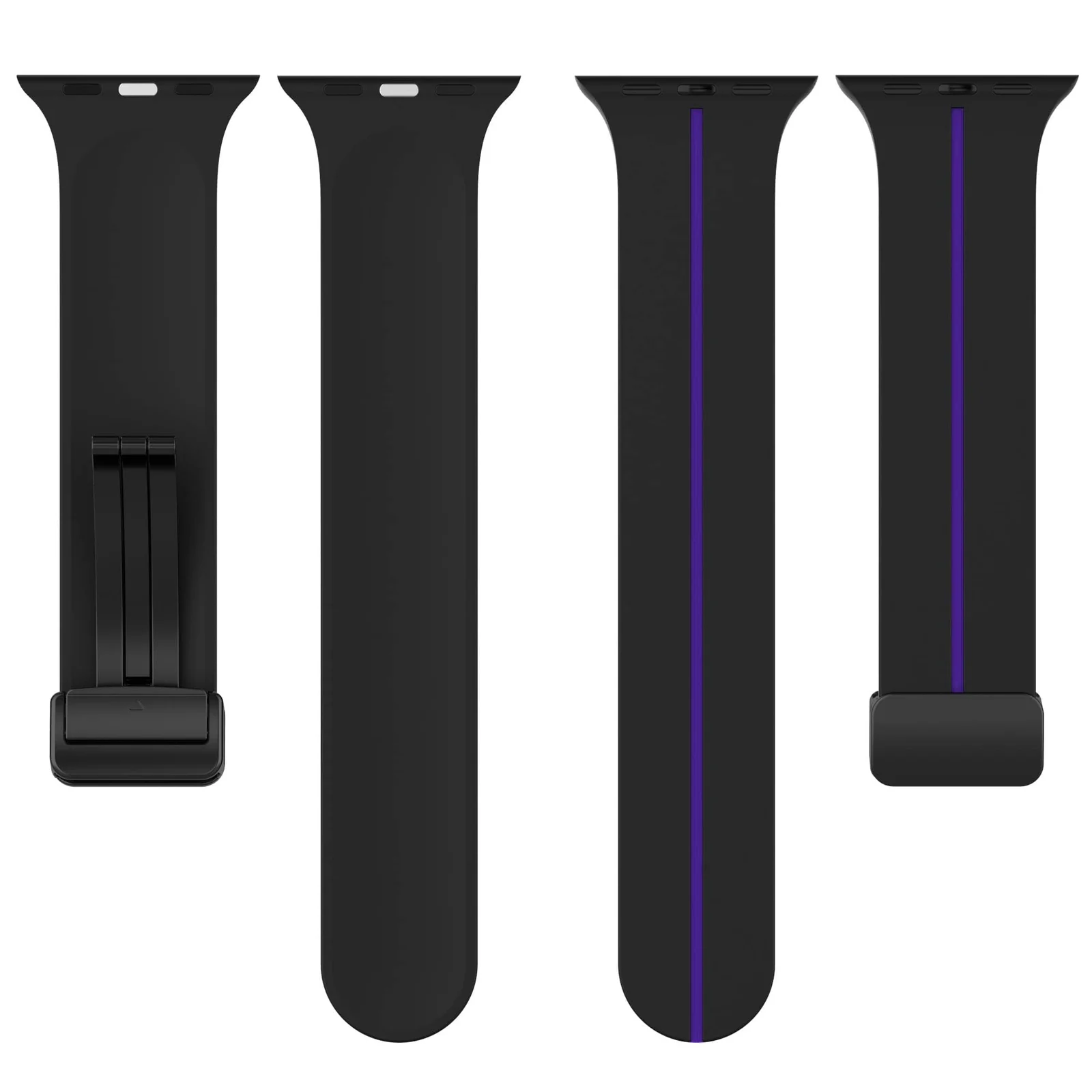 DL3 Mobilak Magnetic Bands for Apple Watch Ultra/Ultra 2 Band 49mm 45mm 44mm 42mm 41mm 40mm 38mm, Soft Sport Silicone Strap for iwatch Series 9/8/7/6/5/4 (42mm/44mm/45mm/49mm) - Black Purple