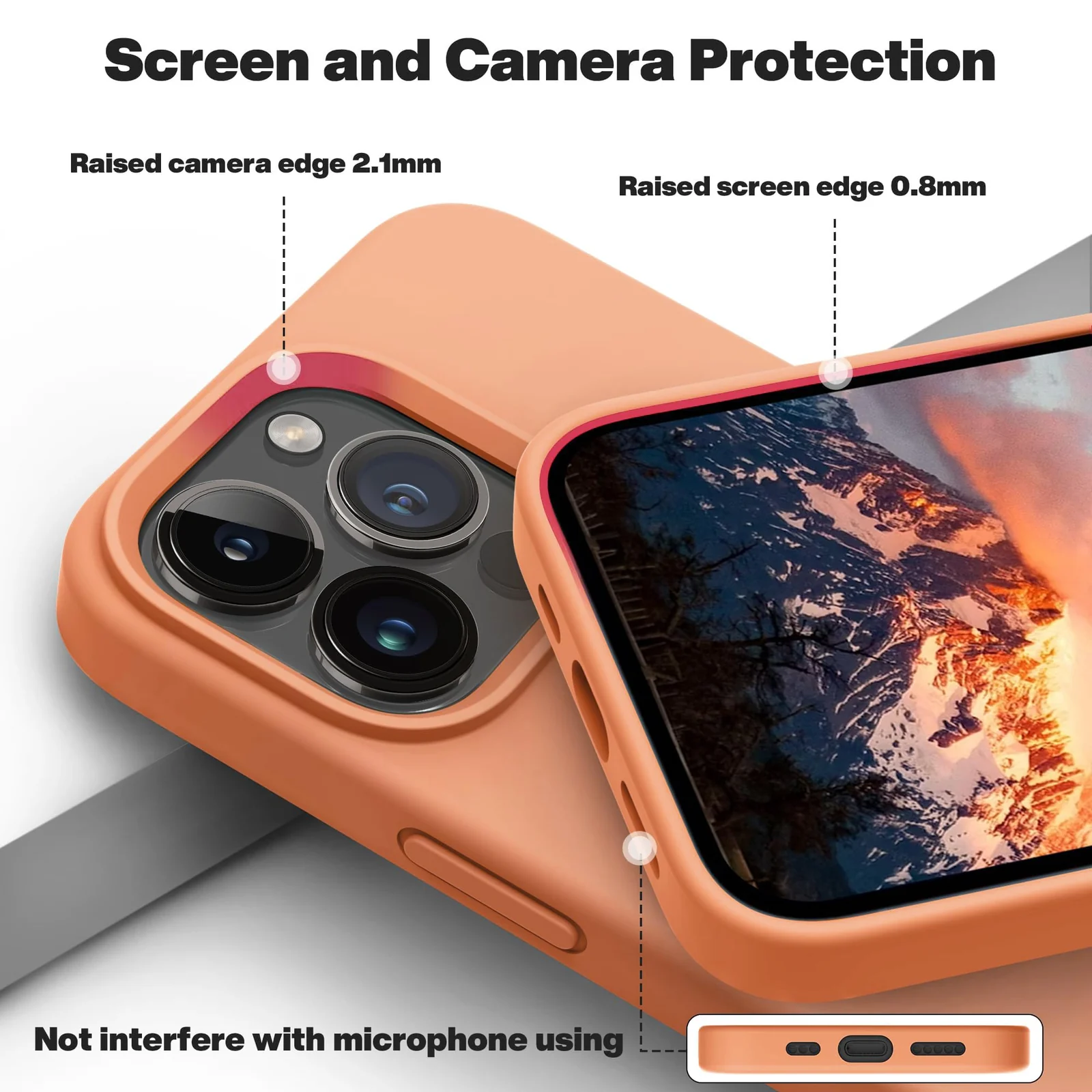 DL3 Mobilak Compatible with iPhone 12/12 Pro (6.1 Inch) Case, Liquid Silicone Case, Full Body Protective Cover, Shockproof, Slim Phone Case, Anti-Scratch Soft Microfiber Lining - Orange