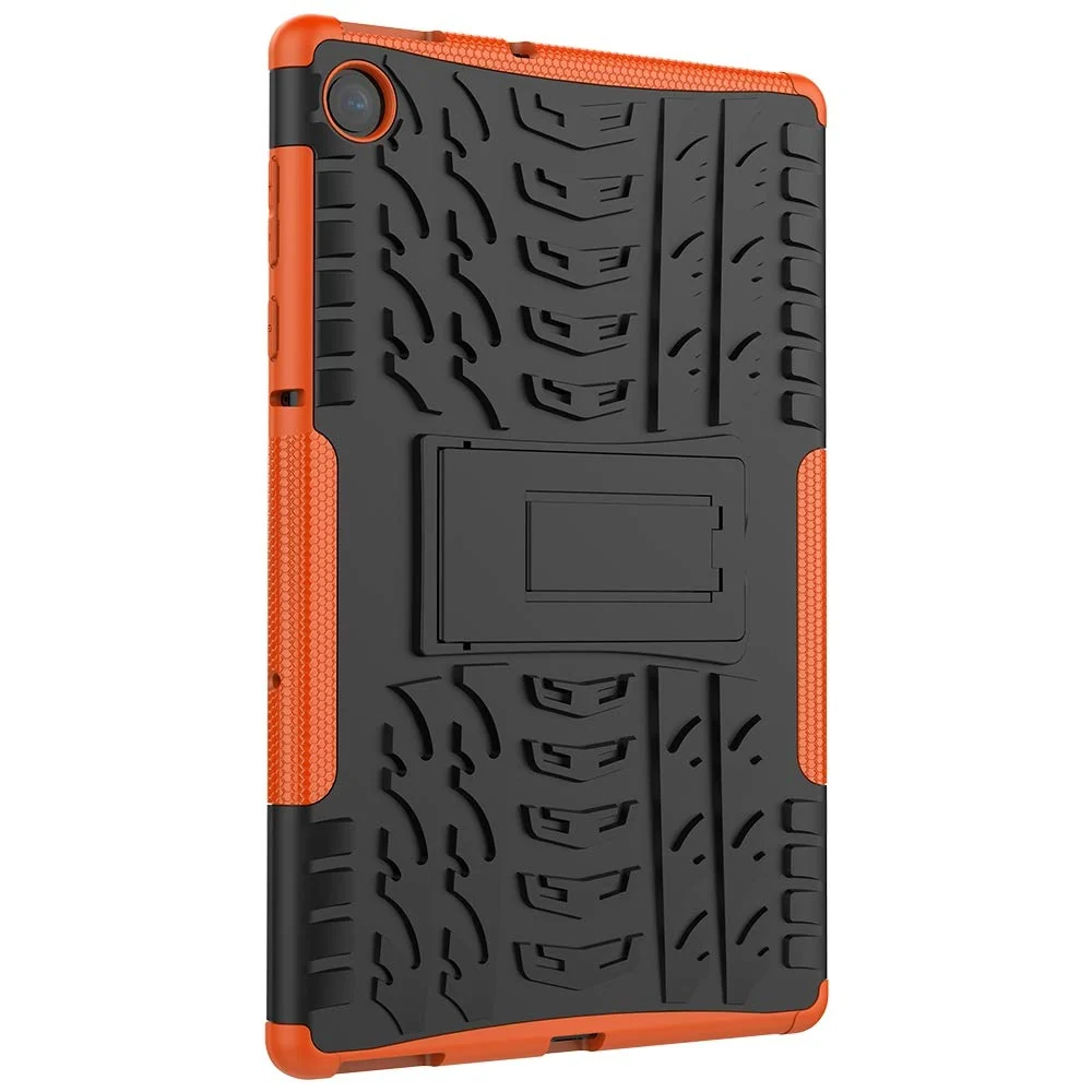 DL3 Mobilak Case For Lenovo Tab M10 Case 10.1 inch 2nd Gen 2020 (TB-X306, TB-X306F, TB-X306X), Hybrid Rugged Armor Heavy Duty 2 in 1 TPU + PC Combo Dual Layer Shockproof Case with Kickstand - Orange