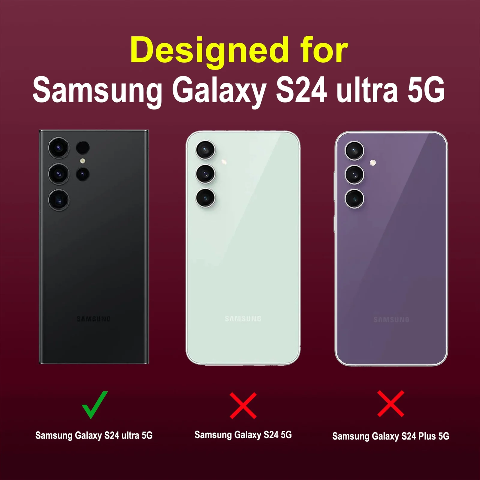 DL3 Mobilak Silicone Case for Samsung Galaxy S24 Ultra Heavy Duty Protective [Slim Fit] Shockproof Soft Flexible Protective Design Shock-Absorption TPU Cover With Camera Protection - Wine Red